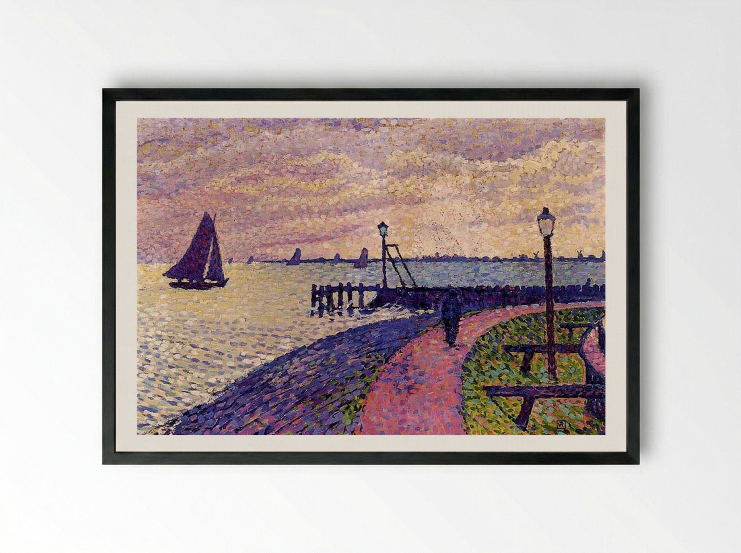 Port Entrance at Volendam - Théo van Rysselberghe - Framed Print Black