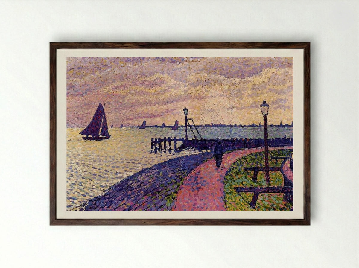Port Entrance at Volendam - Théo van Rysselberghe - Framed Print Dark Wood