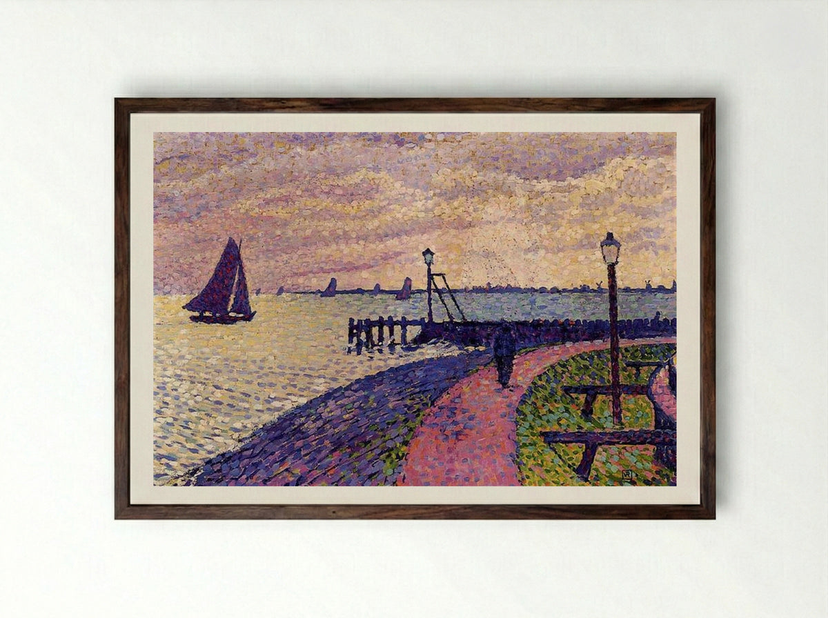 Port Entrance at Volendam - Théo van Rysselberghe - Framed Print Dark Wood