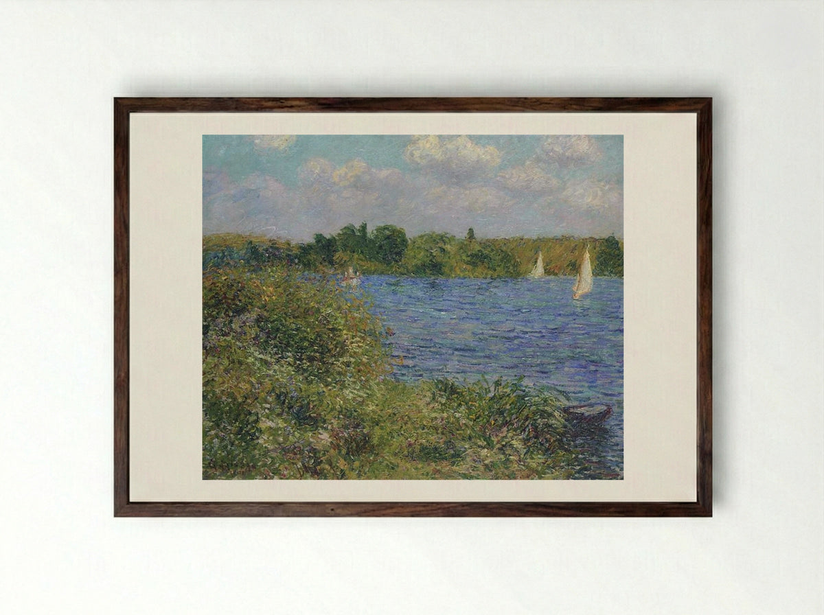 Port Joie at the Seine - Gustave Loiseau - Framed Print Dark Wood