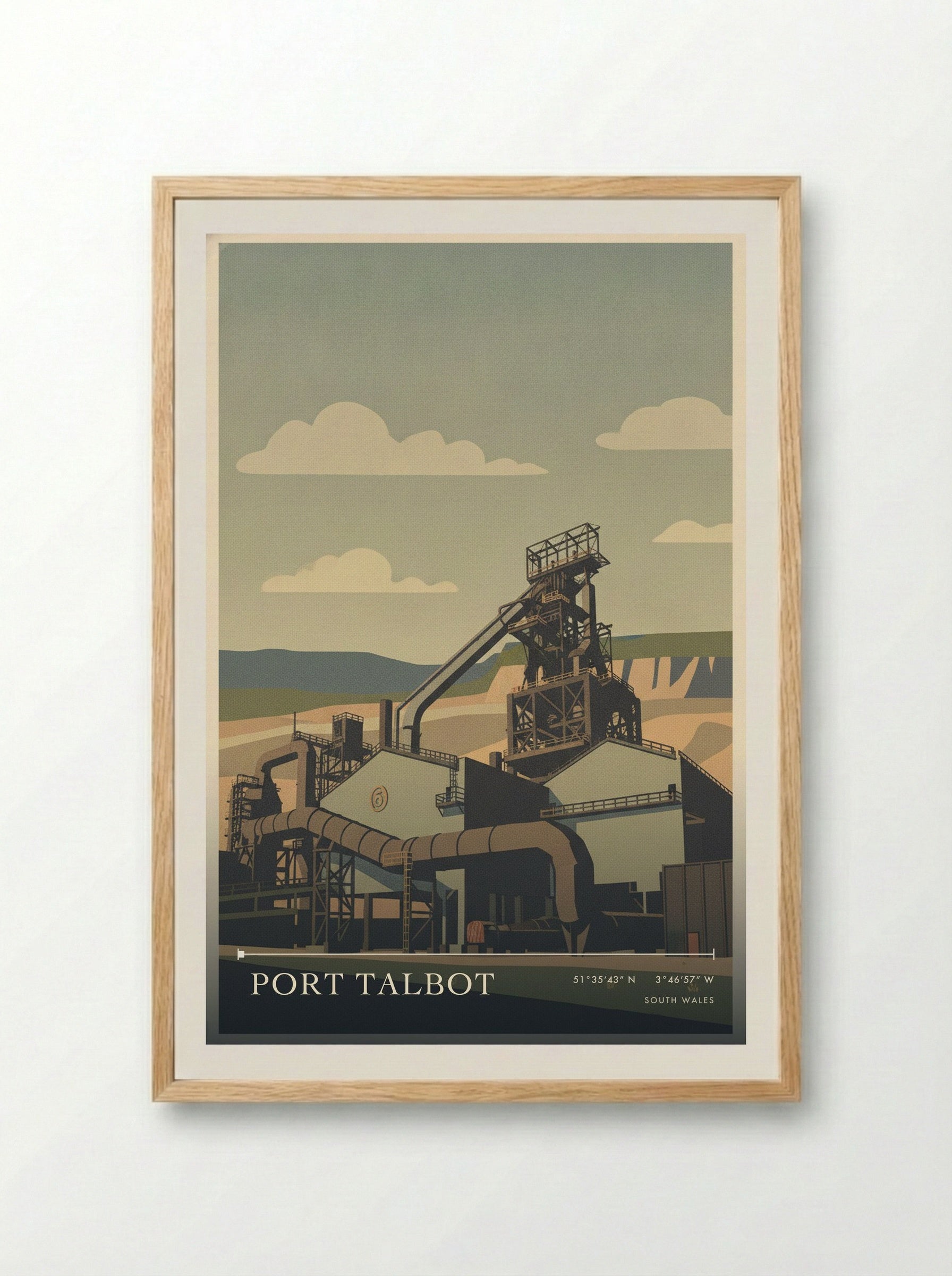 Port Talbot South Wales Wales Travel Poster - Framed Print Wood