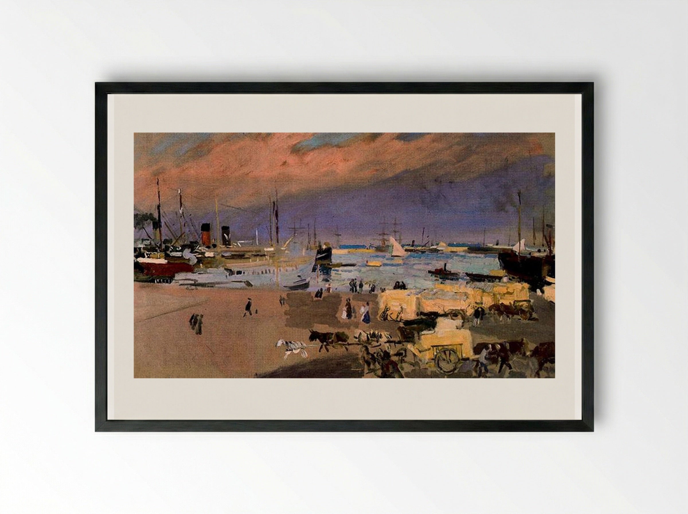 Port Valencia - Joaquín Sorolla - Framed Print Black