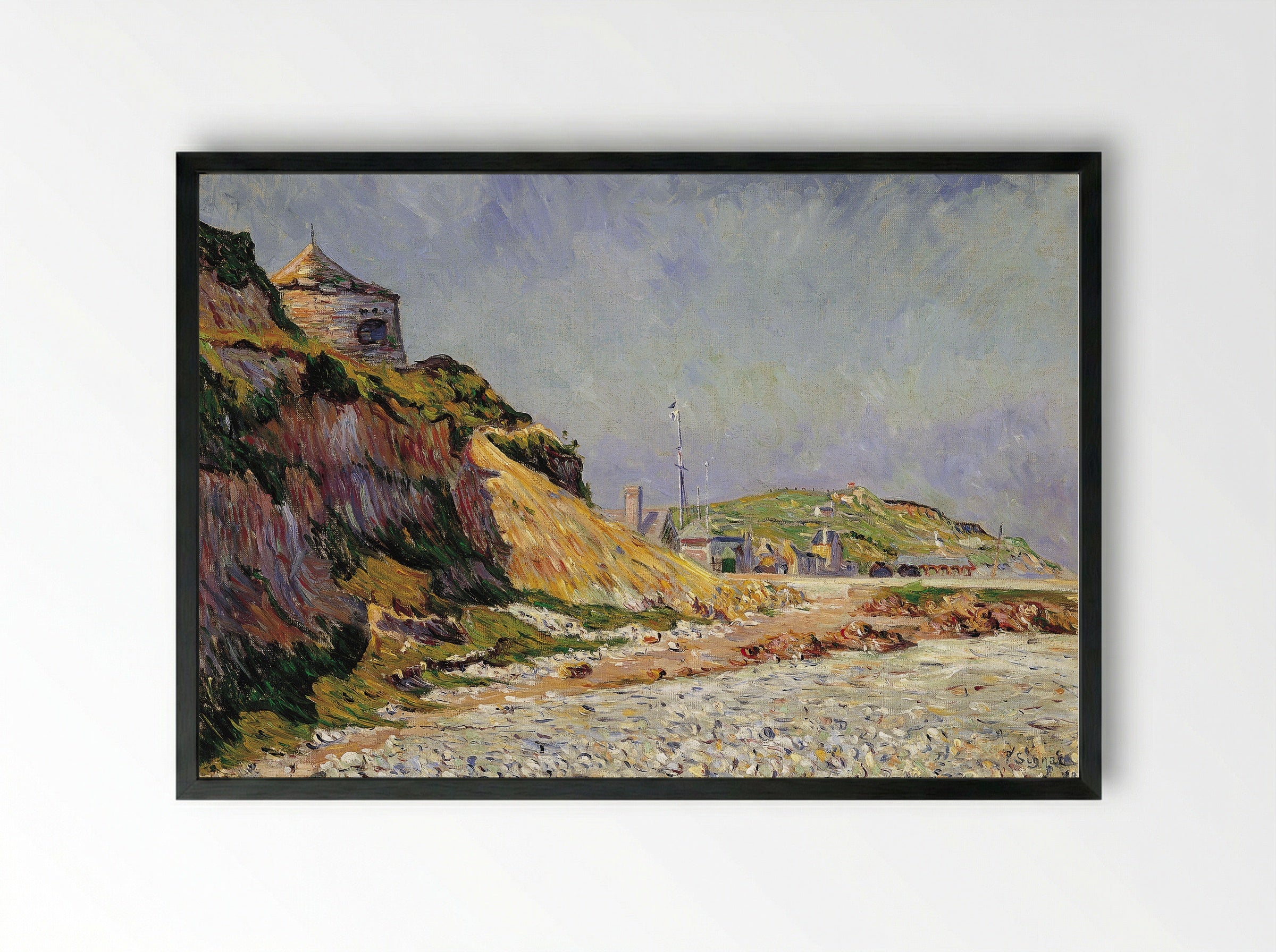 Port-en-Bessin, the Beach - Paul Signac - Framed Print Black