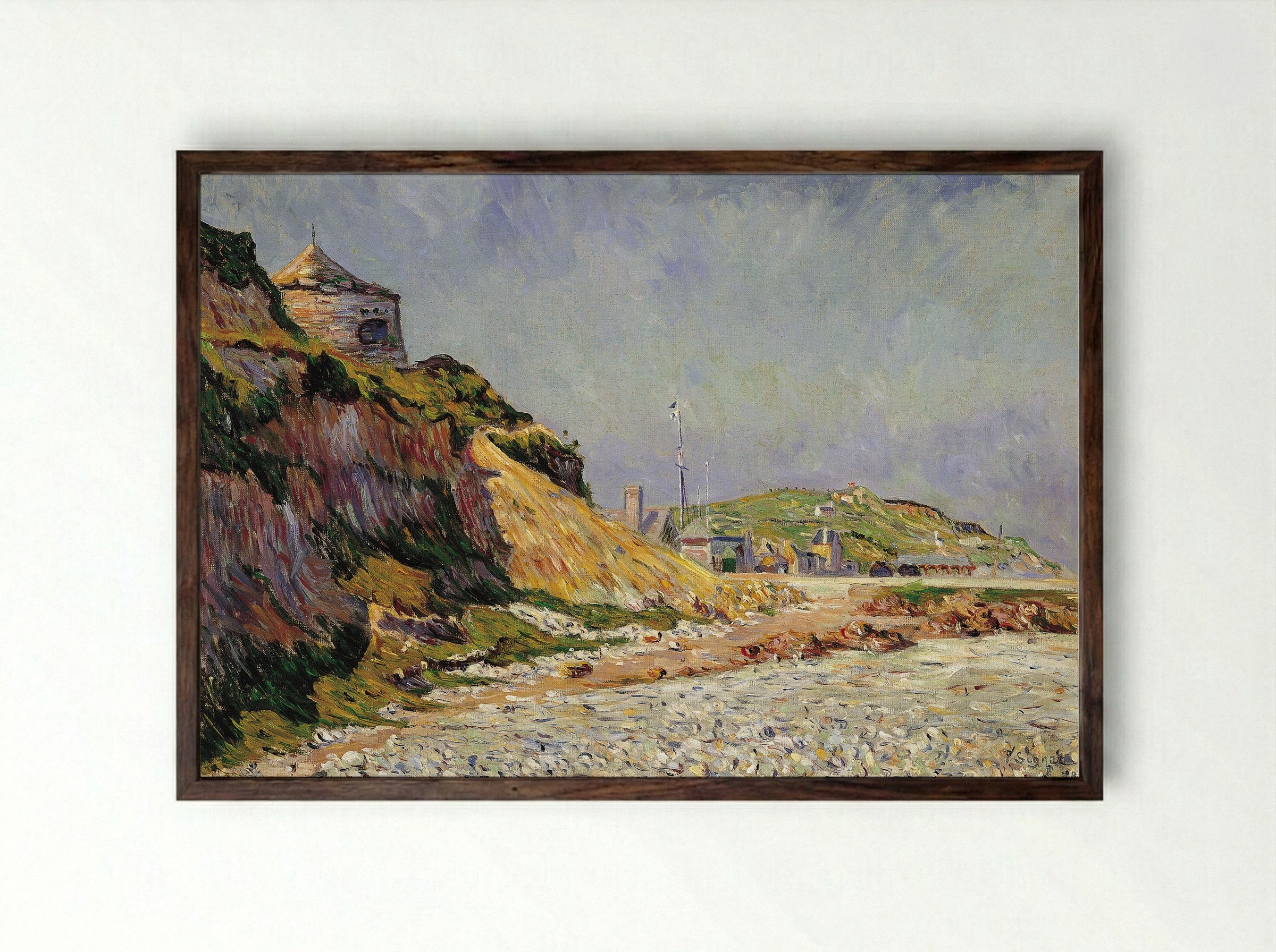 Port-en-Bessin, the Beach - Paul Signac - Framed Print Dark Wood