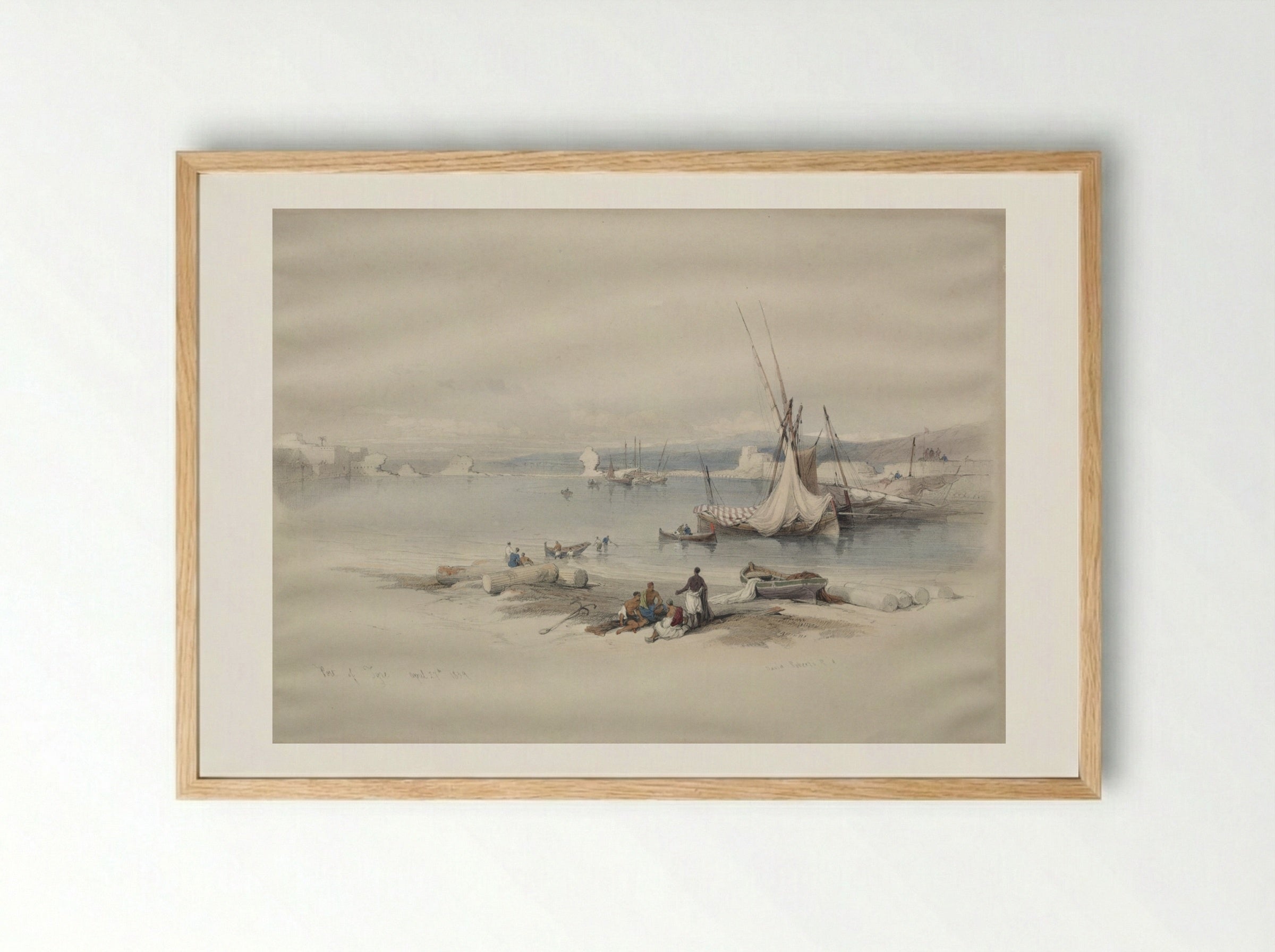 Port of Tyre - David Roberts - Framed Print Wood