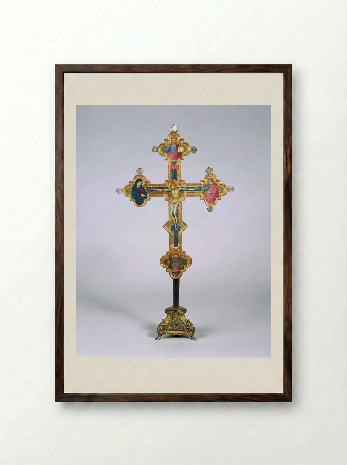 Portable Cross (Obverse) - Luca di Tommè - Framed Print Dark Wood