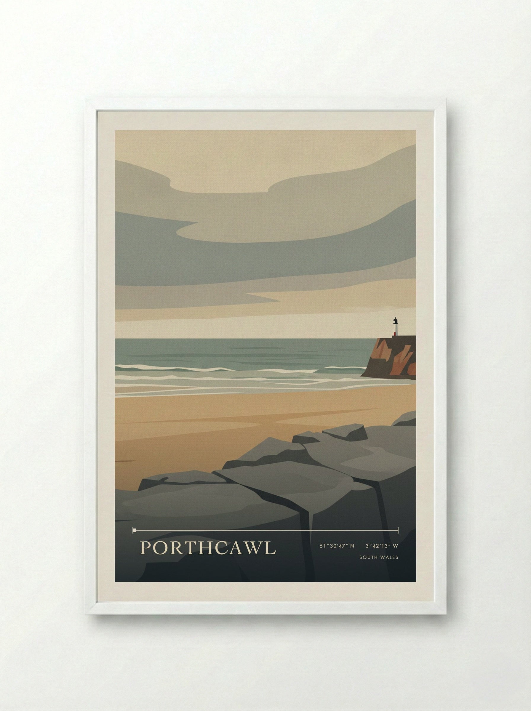 Porthcawl South Wales Wales Travel Poster - Framed Print White