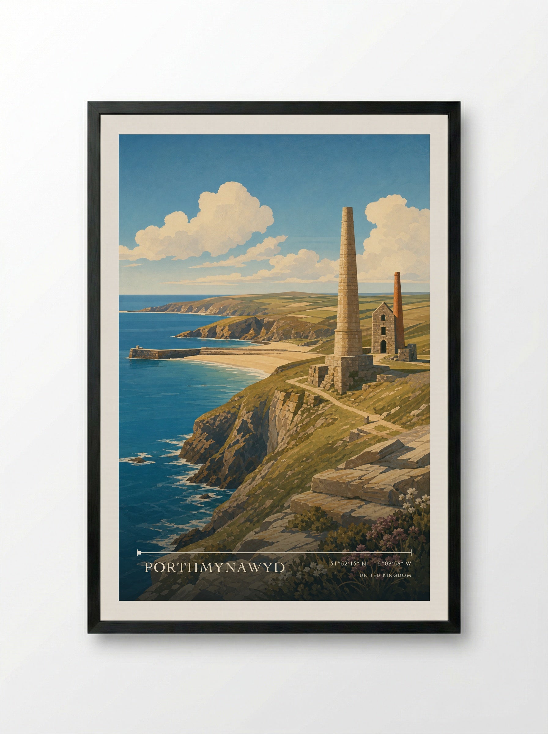 Porthmynawyd United Kingdom Travel Poster - Framed Print Black