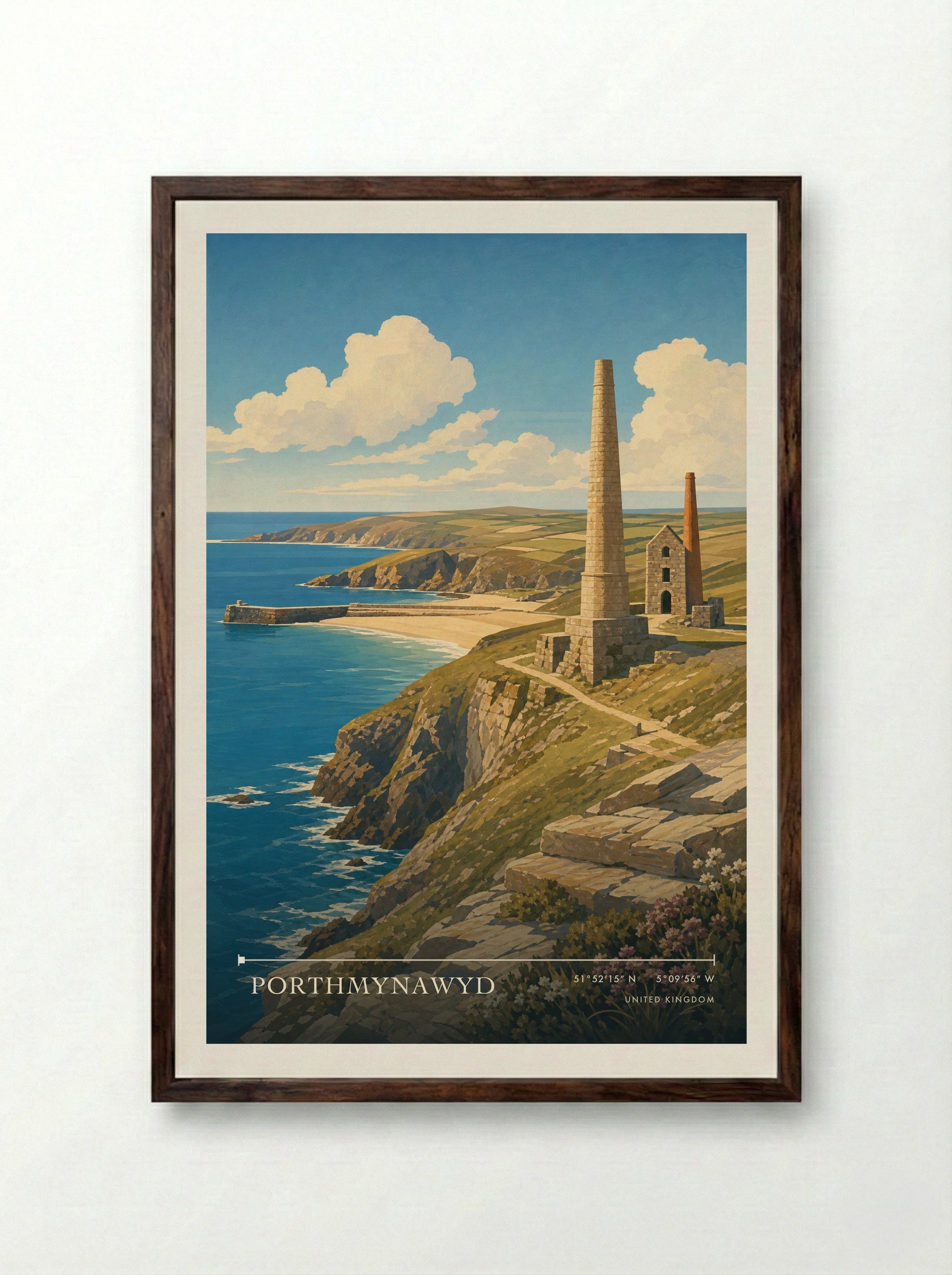 Porthmynawyd United Kingdom Travel Poster - Framed Print Dark Wood