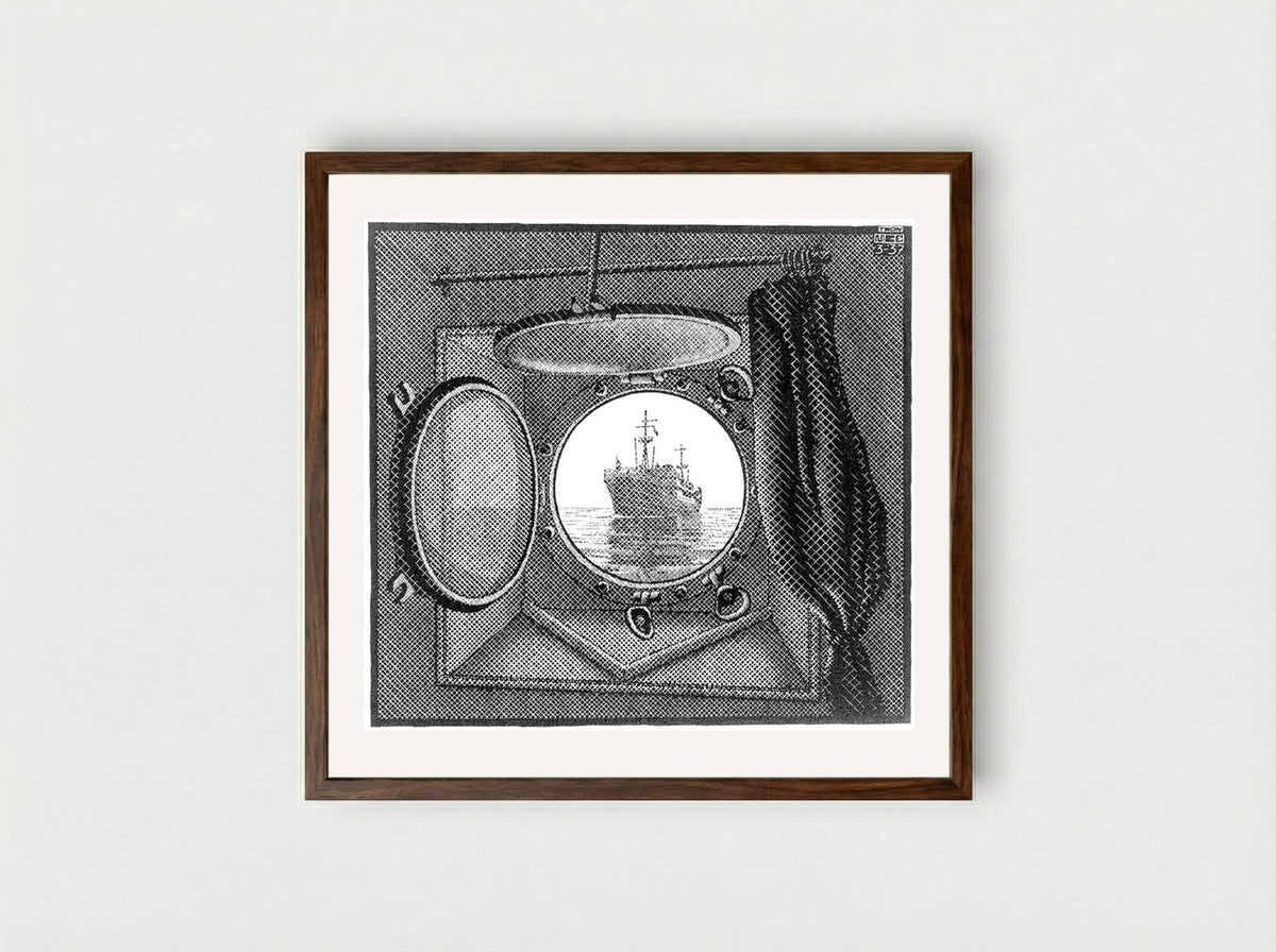 Porthole - M.C. Escher - Framed Print Dark Wood