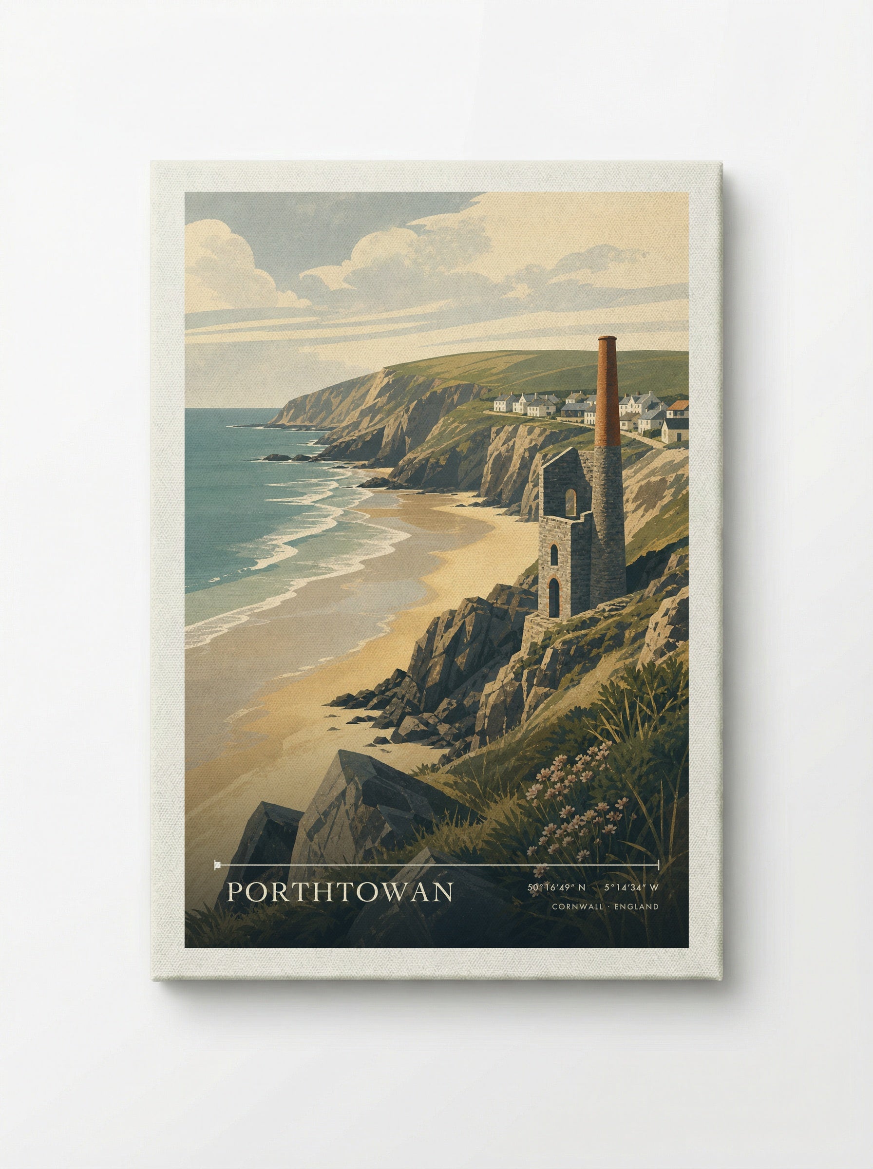 Porthtowan Cornwall England Travel Poster - Canvas