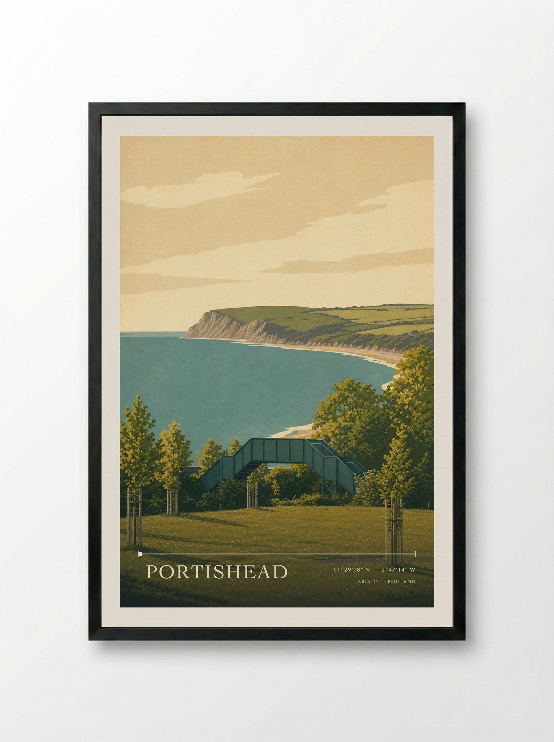 Portishead Bristol England Travel Poster - Framed Print Black