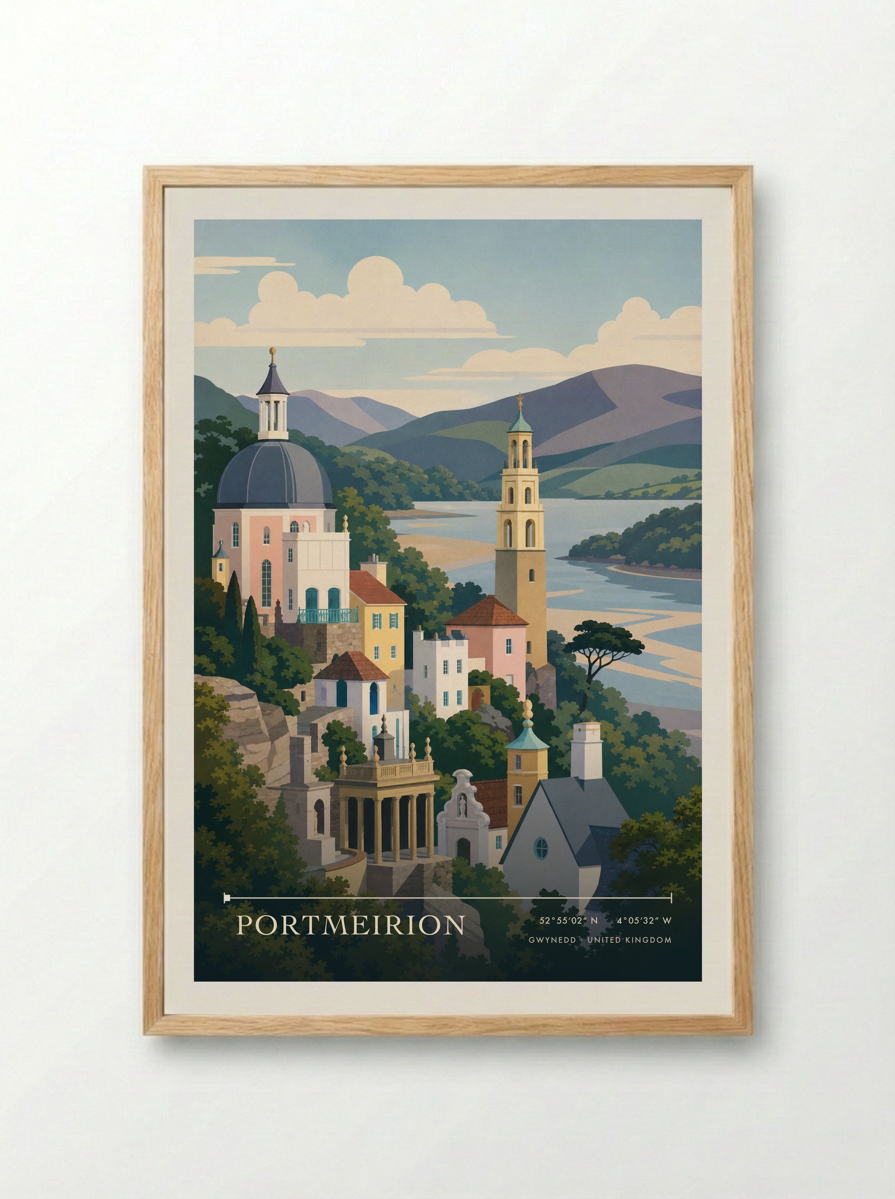 Portmeirion Gwynedd United Kingdom Travel Poster - Framed Print Wood