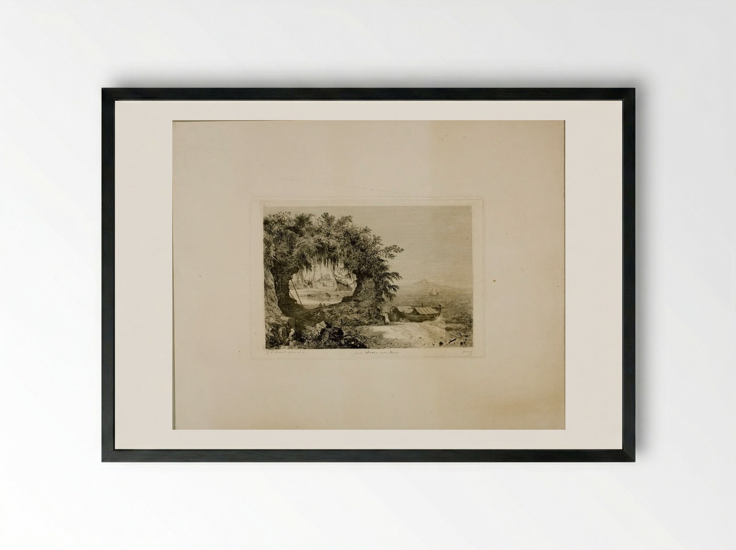 Porto d'Anzio Near Rome - George Loring Brown - Framed Print Black