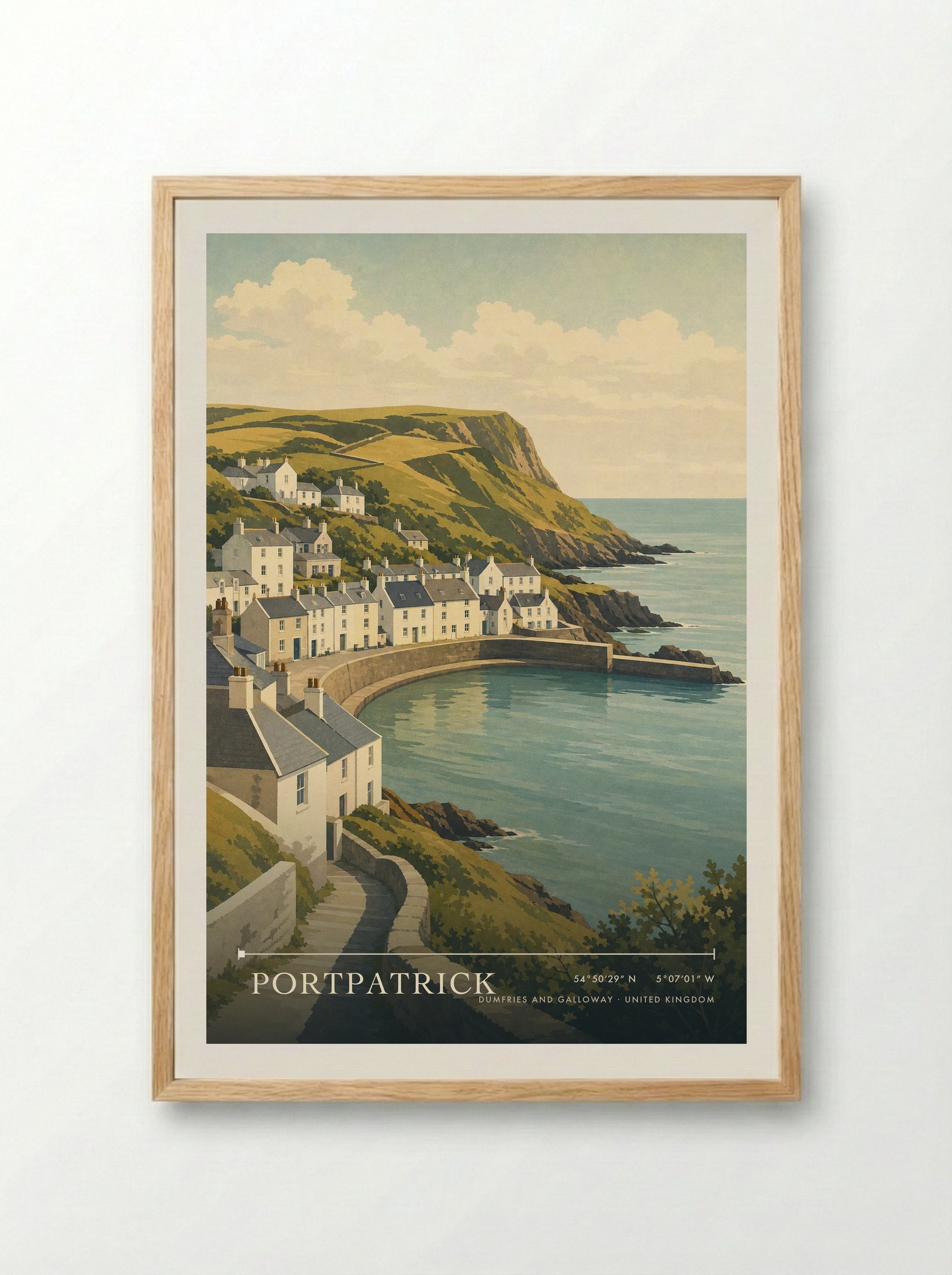 Portpatrick Dumfries and Galloway United Kingdom Travel Poster - Framed Print Wood