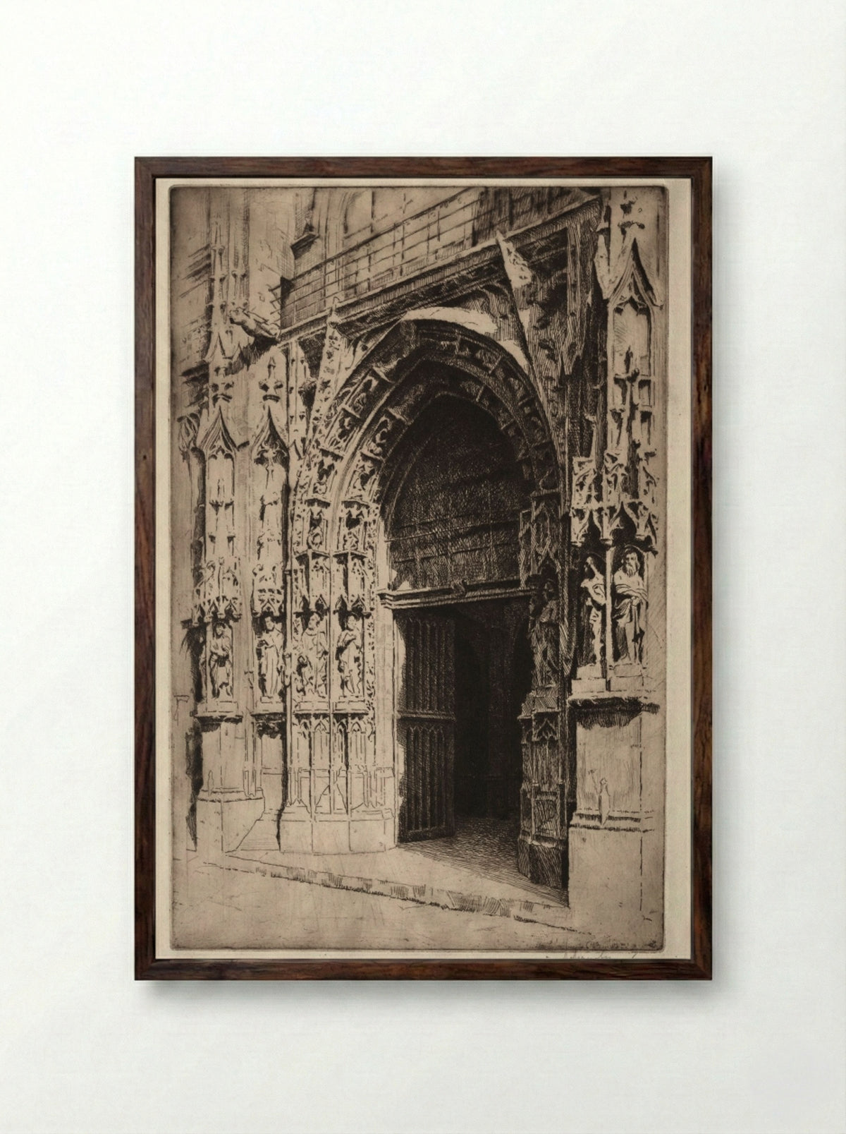 Portrail Central, Eglise St. Merri, Paris - Otto J. Schneider - Framed Print Dark Wood