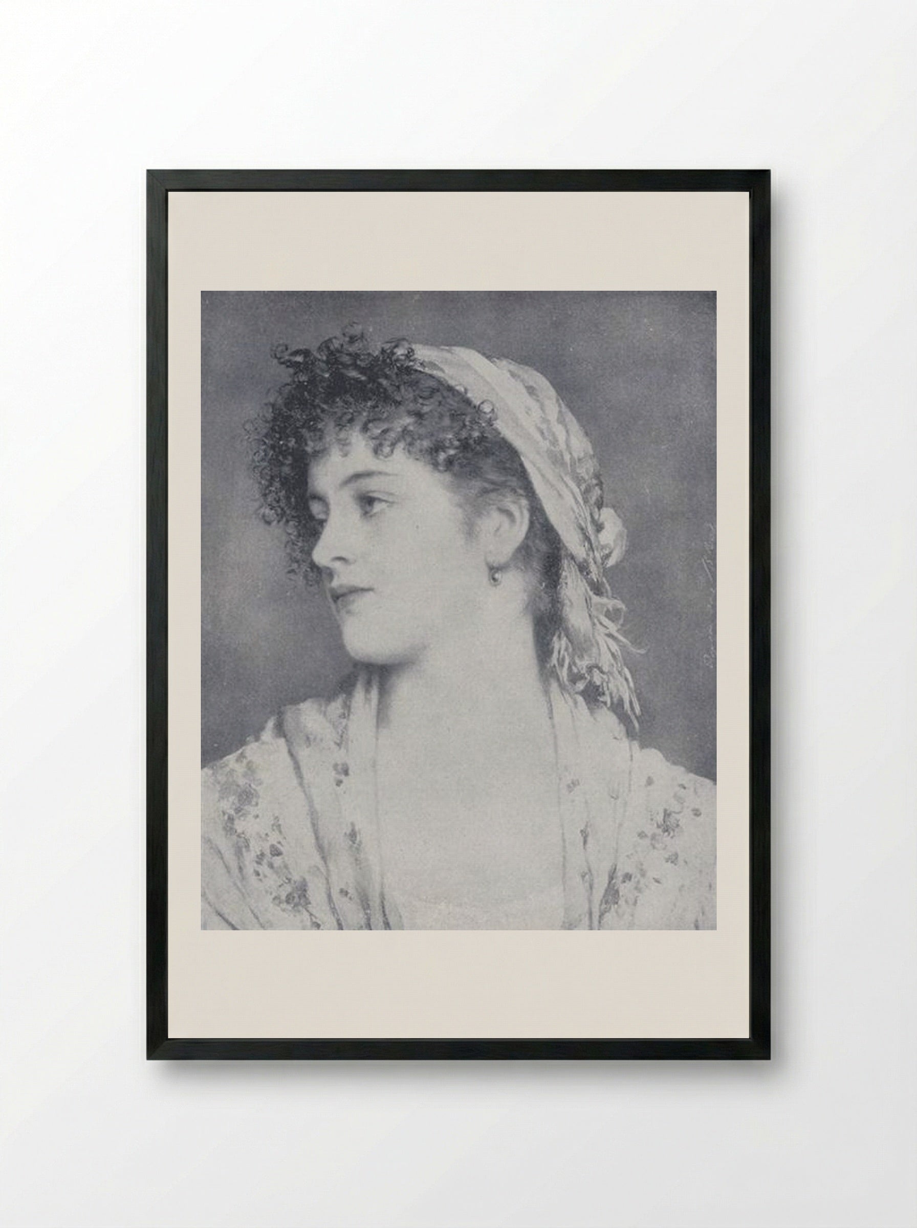 Portrait Angiolina - Eugene de Blaas - Framed Print Black