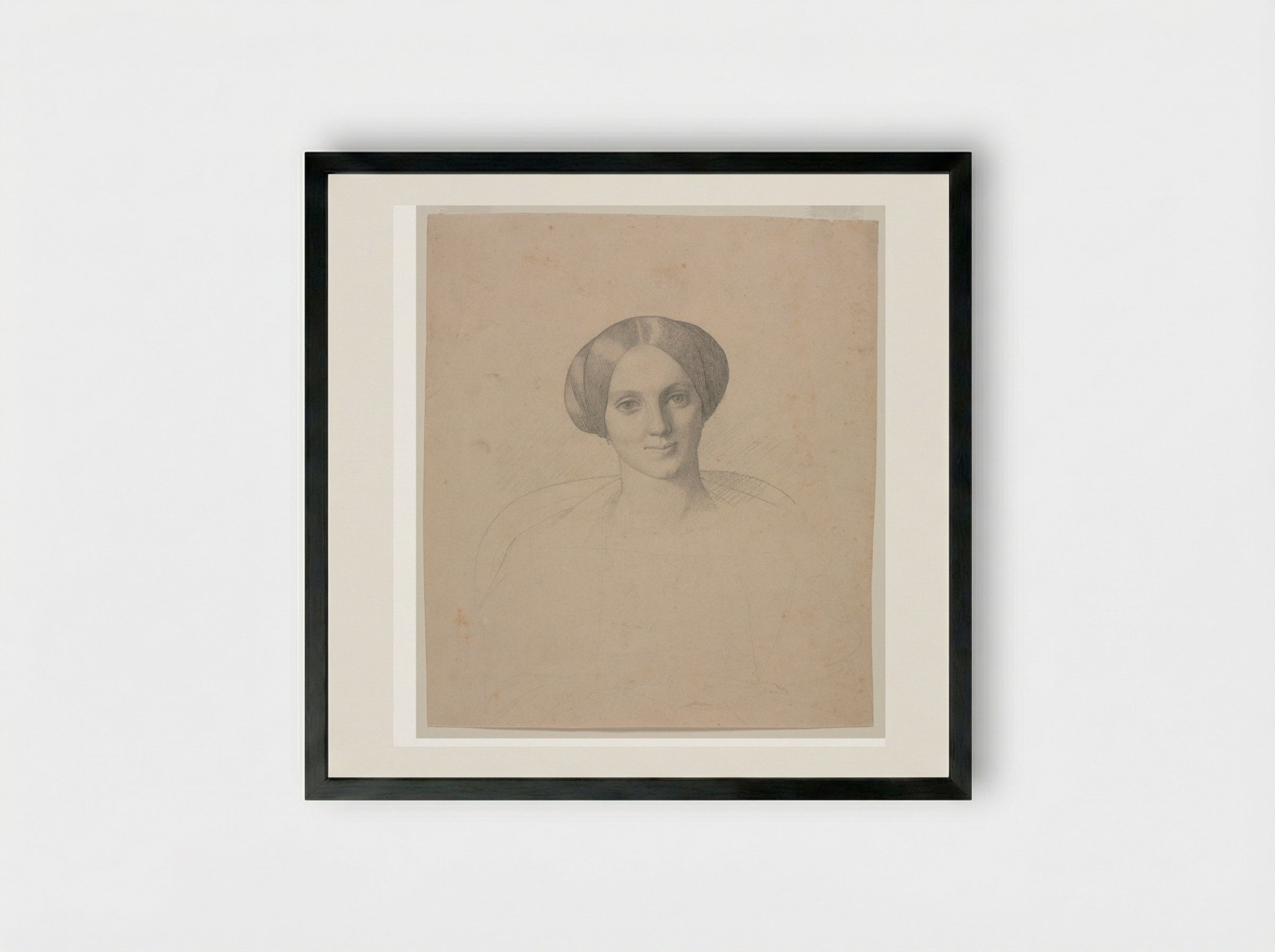 Portrait Head of a Woman - Jean-Léon Gérôme - Framed Print Black