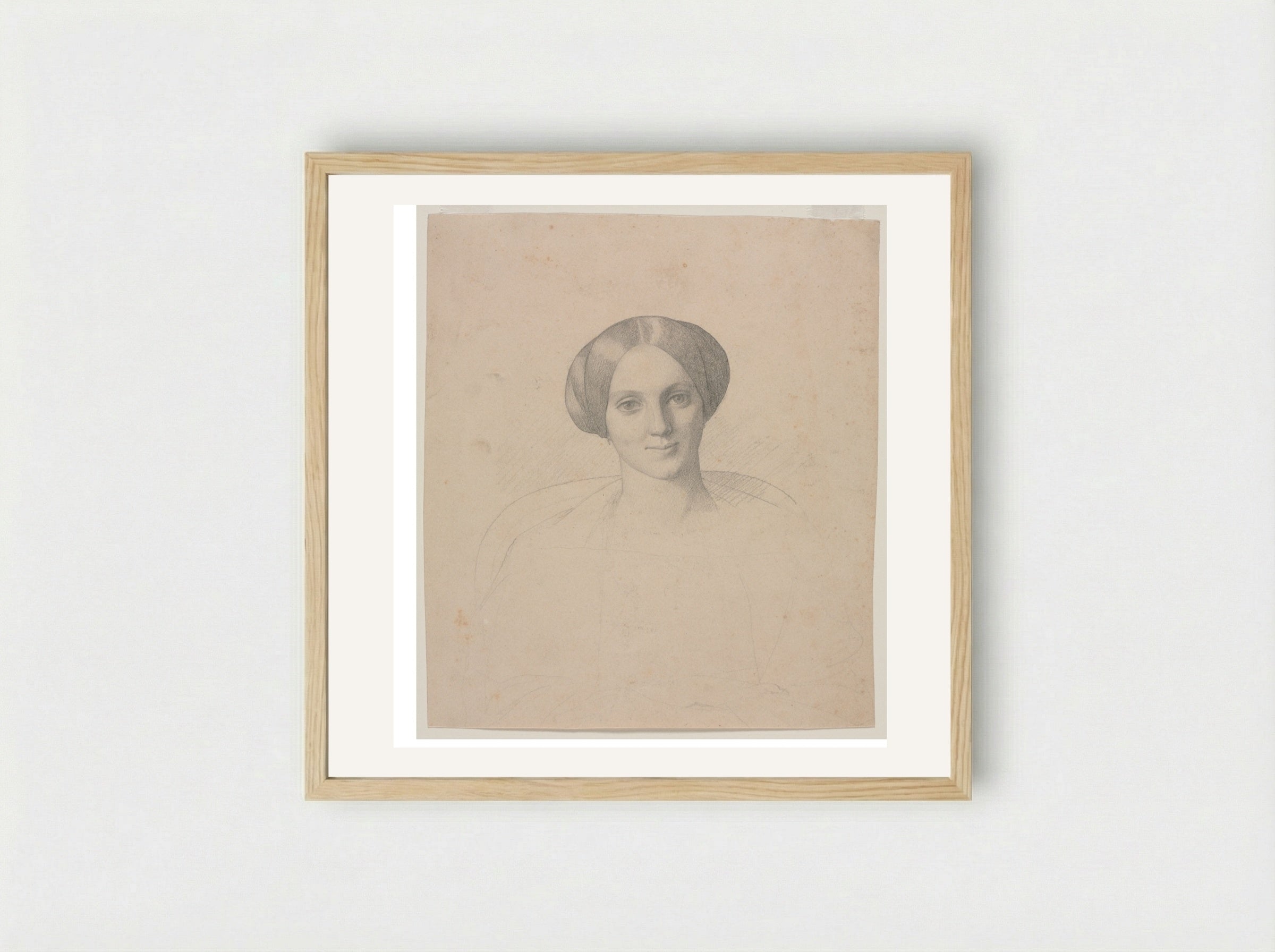 Portrait Head of a Woman - Jean-Léon Gérôme - Framed Print Wood