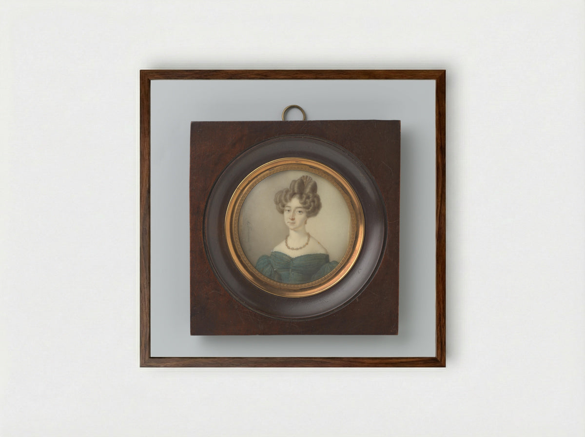 Portrait Miniature of Geertruida Anna Elisabeth Hoffmann - Louis Henri de Fontenay - Framed Print Dark Wood