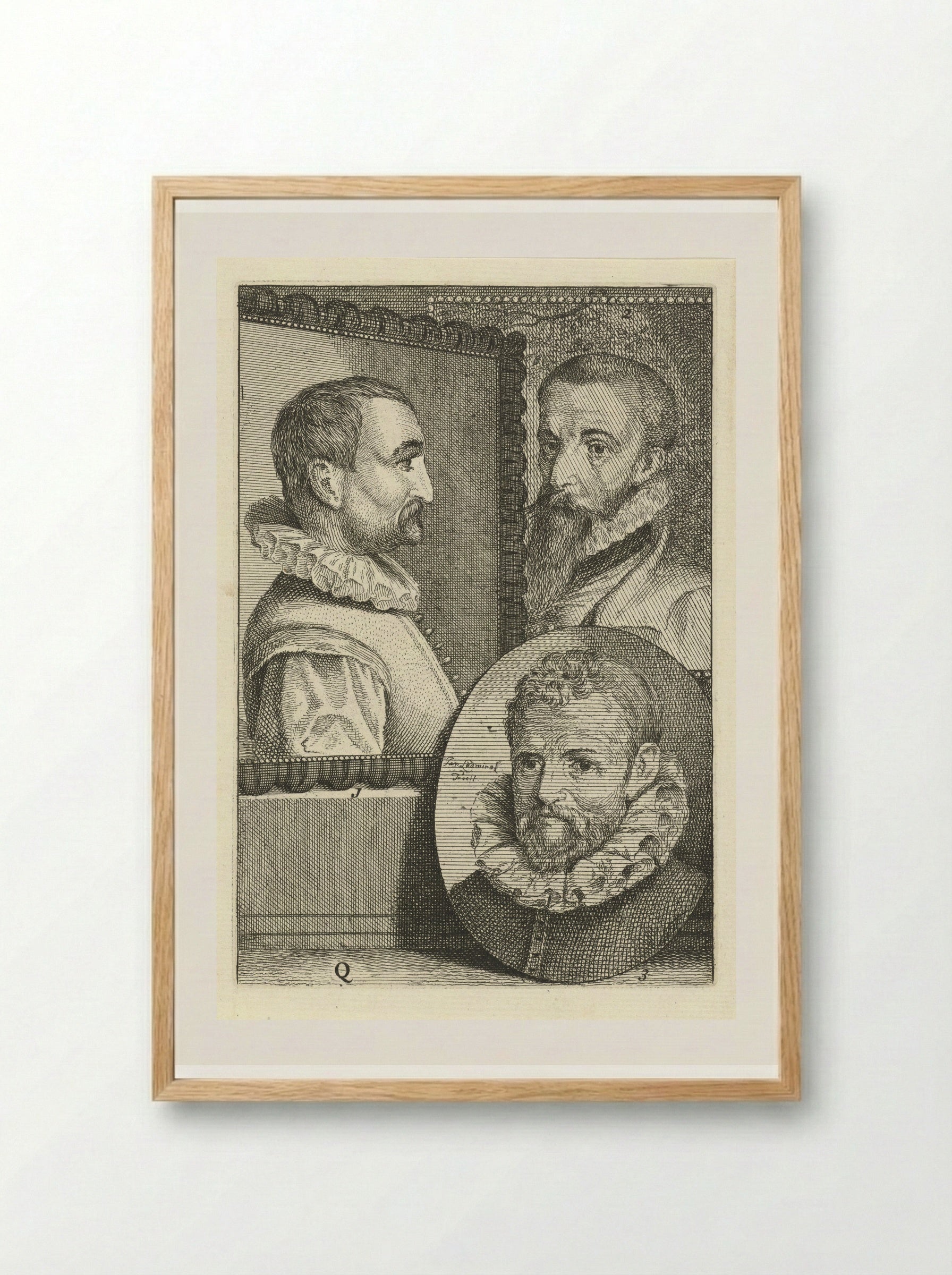 Portrait Study of Joost van den Vondel - Cornelis Visscher - Framed Print Wood