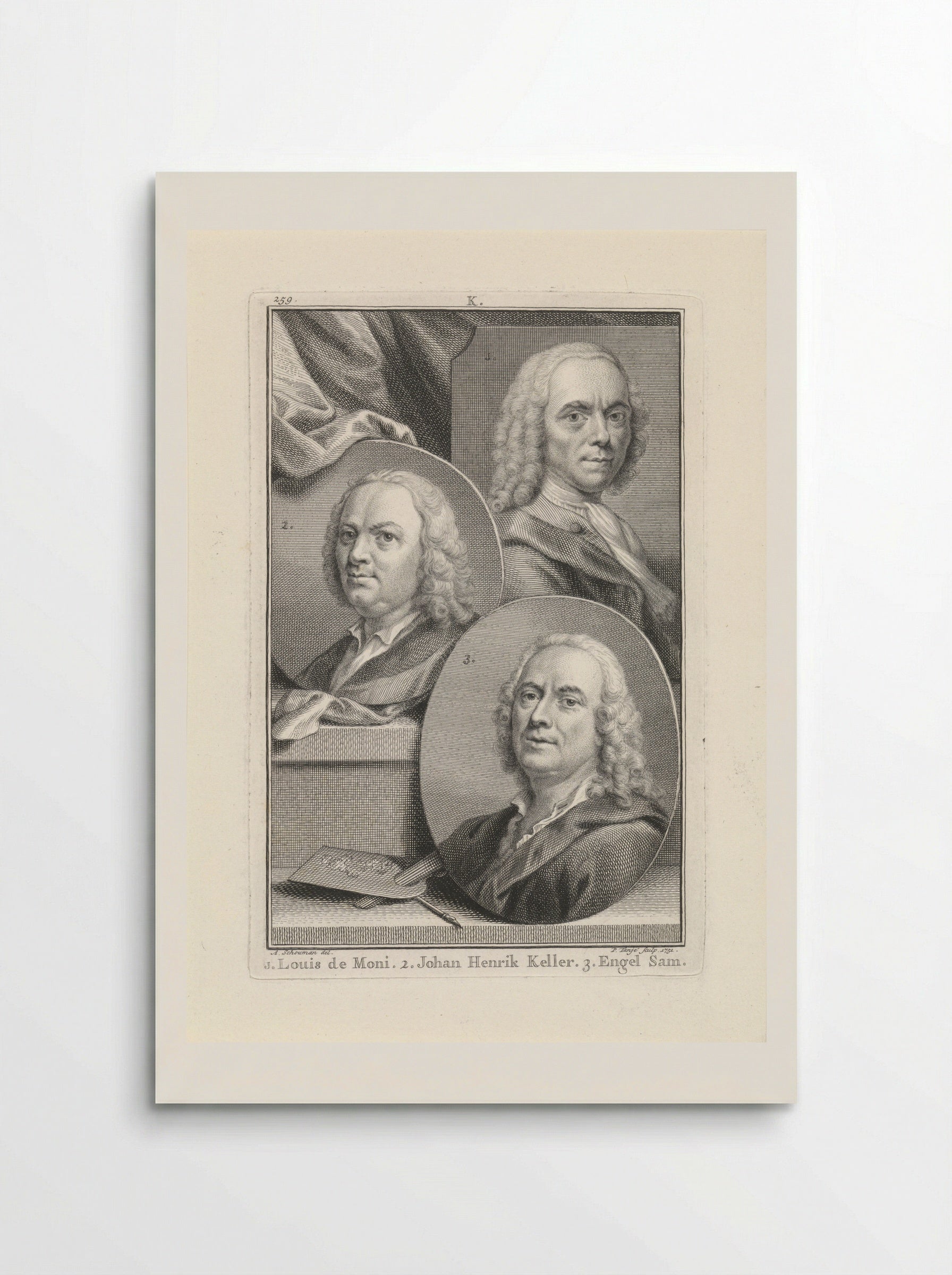 Portrait Study of Louis de Moni, Johann Heinrich Keller, and Engel Sam - Pieter Tanjé - Poster