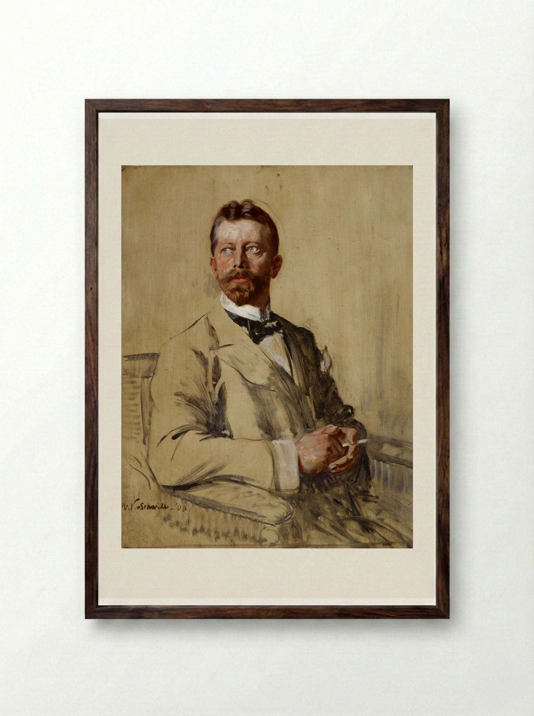 Portrait (William Valentine Schevill) - William Valentine Schevill - Framed Print Dark Wood