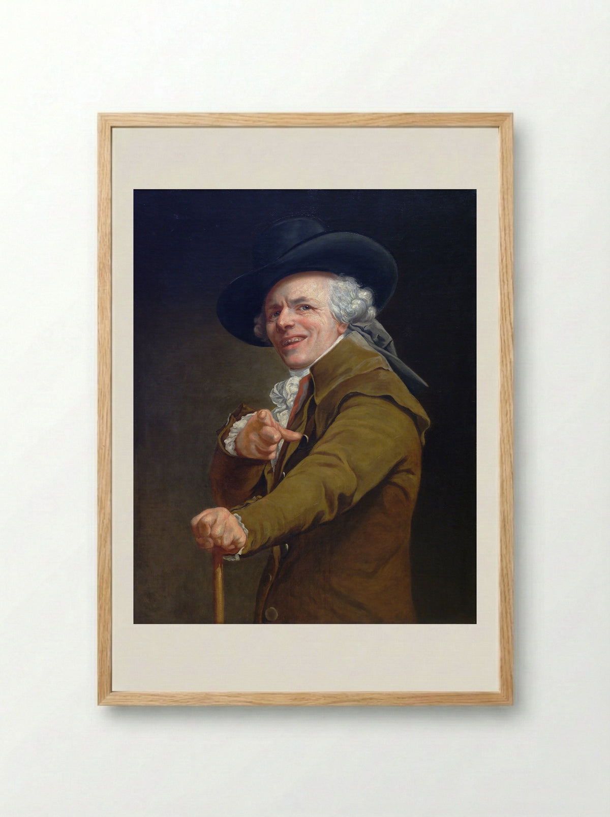 Portrait de l'artiste sous les traits d'un moqueur - Joseph Ducreux - Framed Print Wood