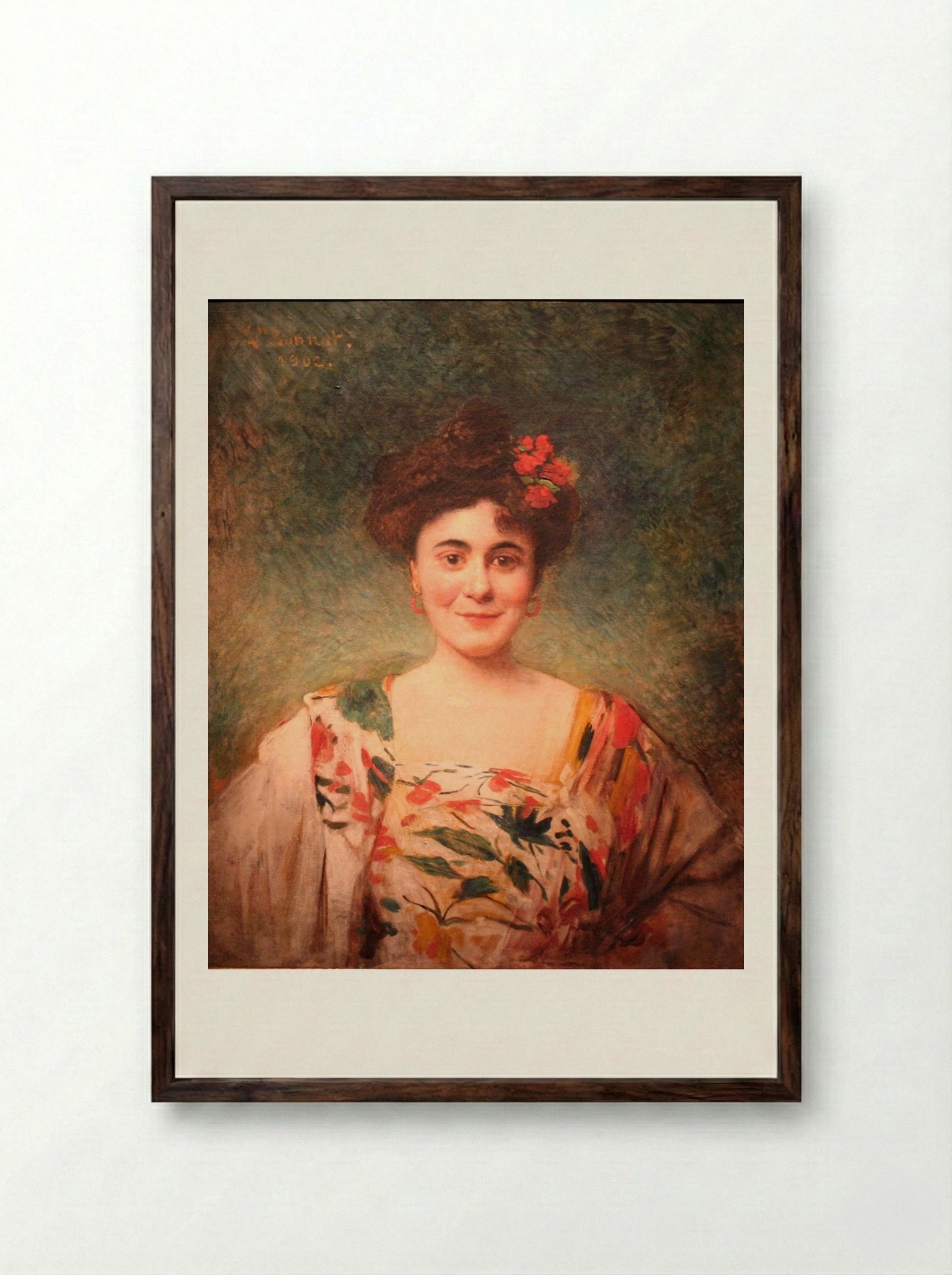 Portrait de madame Dotézac - Léon Bonnat - Framed Print Dark Wood