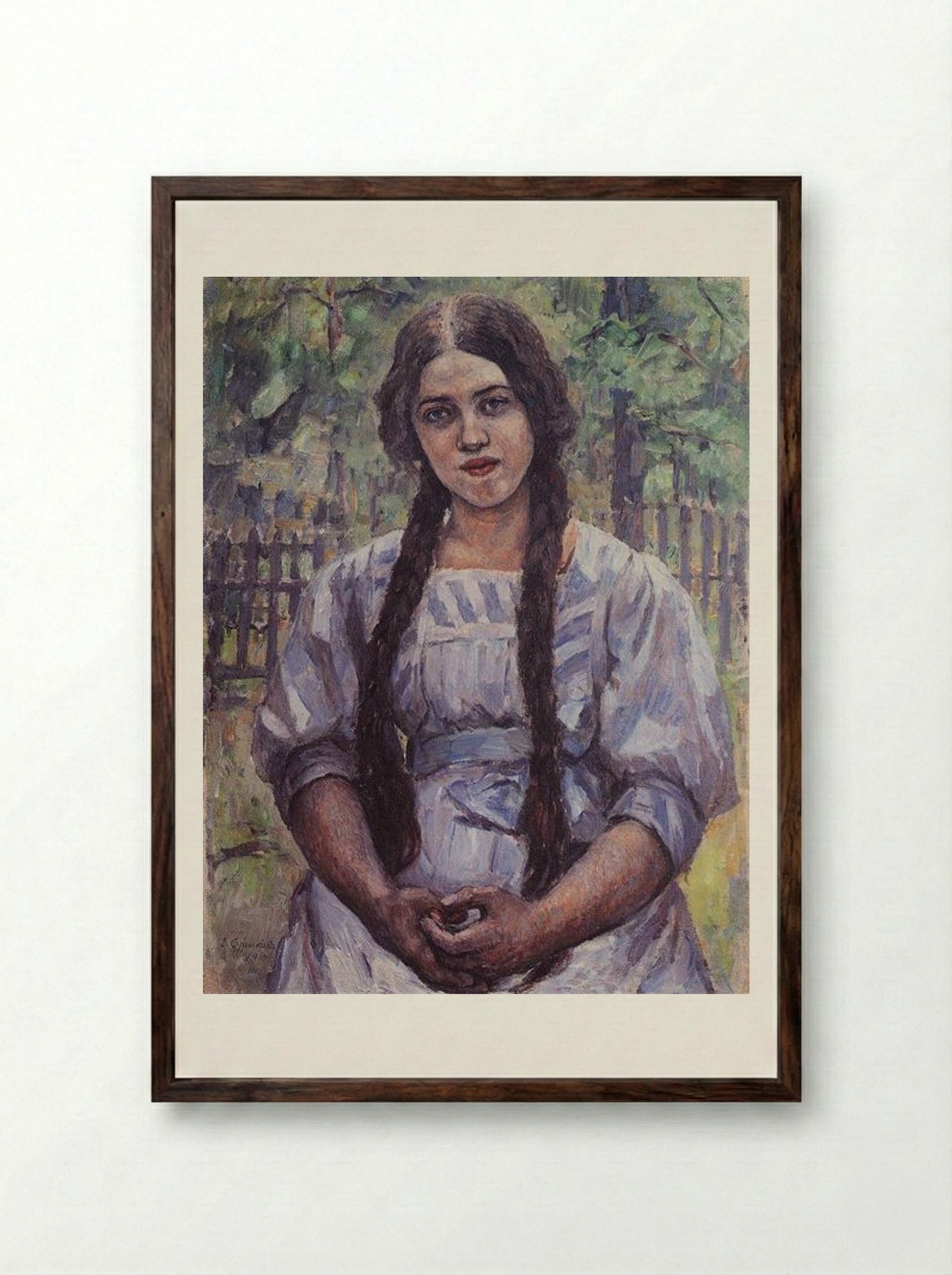Portrait of A. A. Dobrinskaya - Vasily Surikov - Framed Print Dark Wood