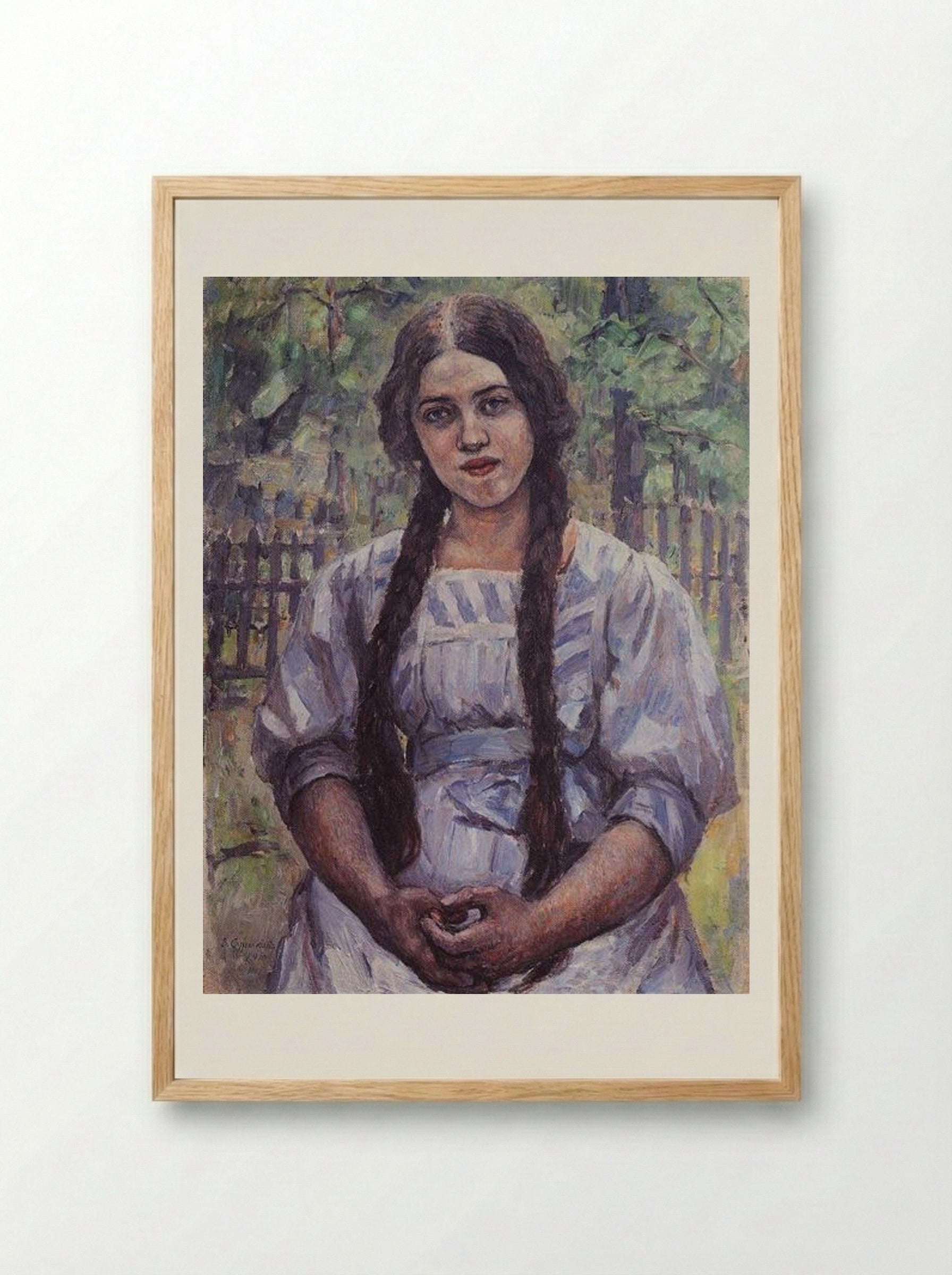 Portrait of A. A. Dobrinskaya - Vasily Surikov - Framed Print Wood