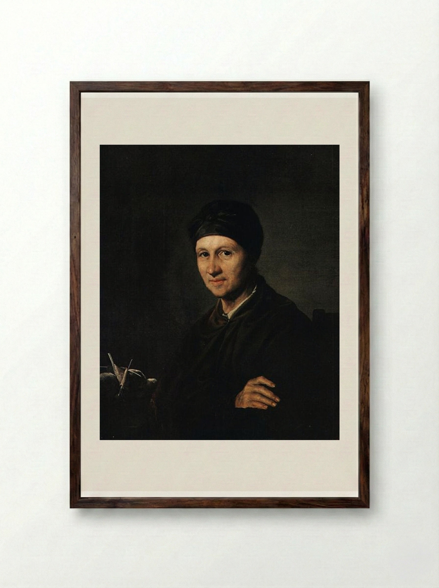 Portrait of A. I. Tropinina - Vasily Tropinin - Framed Print Dark Wood