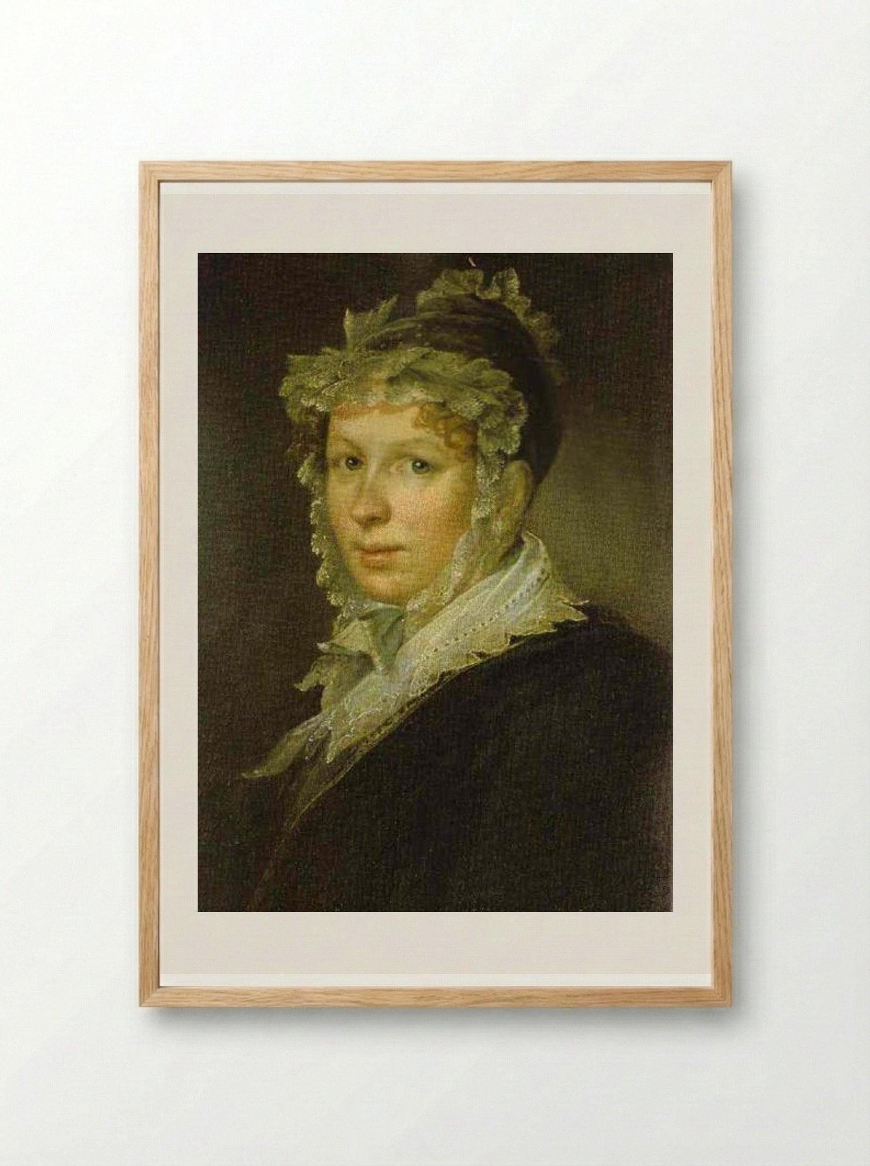 Portrait of A. I. Tropinina, the Artist's Wife - Vasily Tropinin - Framed Print Wood