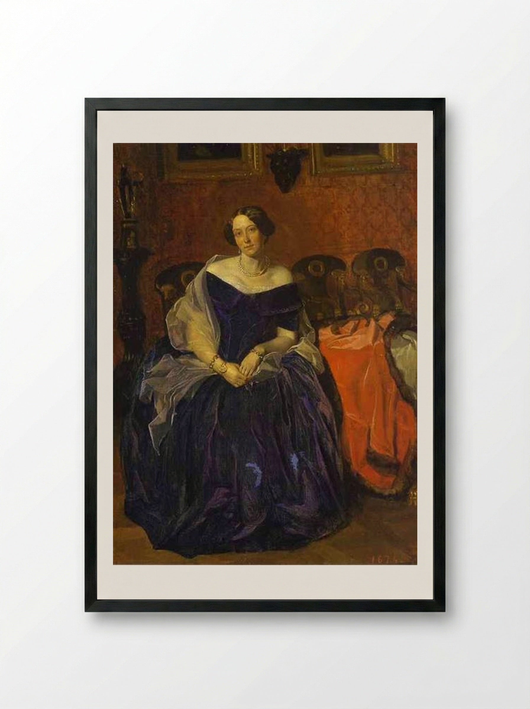 Portrait of A. P. Zhdanovich - Pavel Fedotov - Framed Print Black