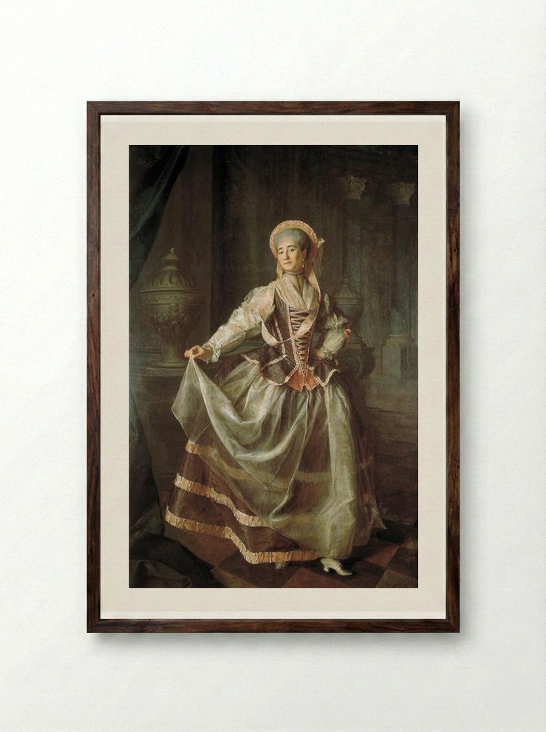 Portrait of A. P. Levshina - Dmitry Levitzky - Framed Print Dark Wood
