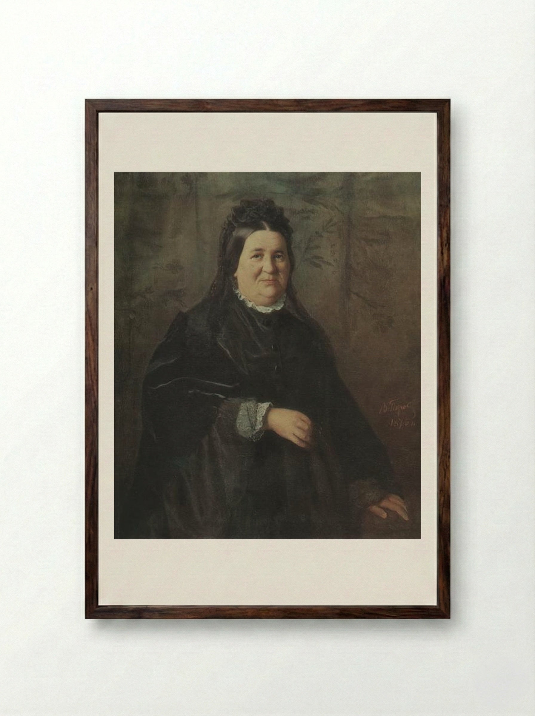 Portrait of A.I. Kridener, born Ivanova - Vasily Perov - Framed Print Dark Wood