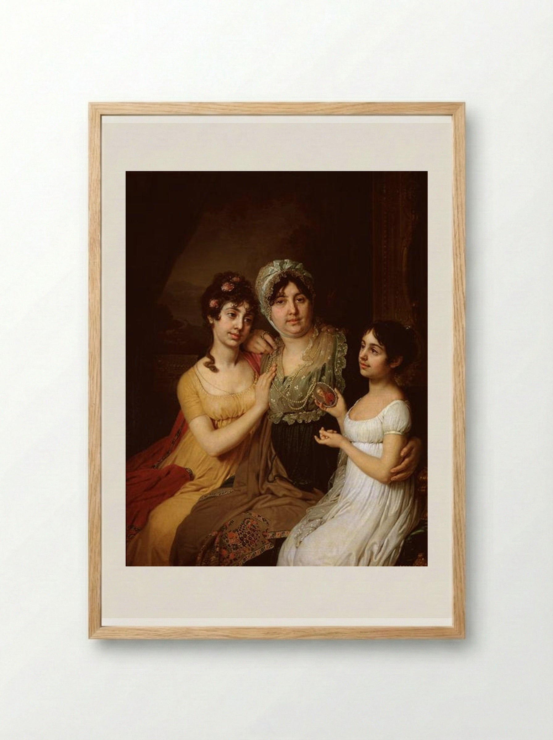 Portrait of A.I. Bezborodko with Daughters - Vladimir Borovikovsky - Framed Print Wood