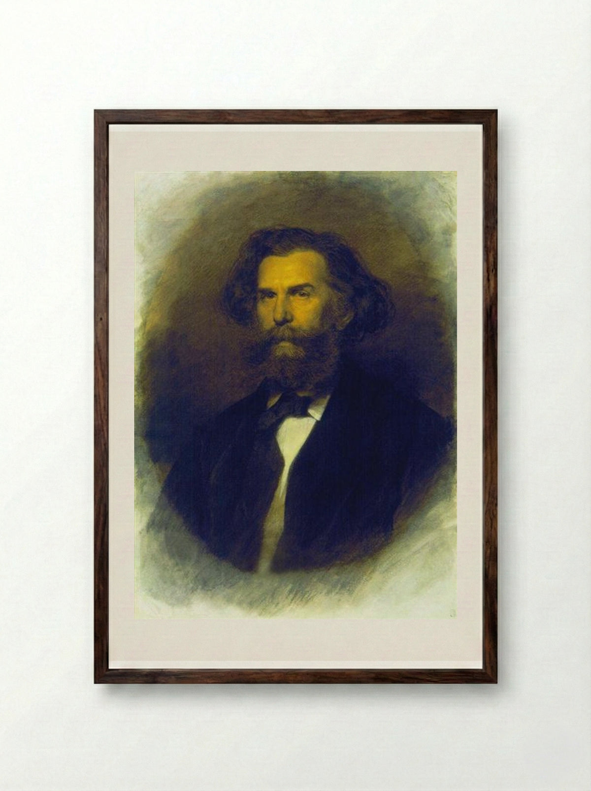 Portrait of A.P. Bogoliubov - Ivan Kramskoy - Framed Print Dark Wood