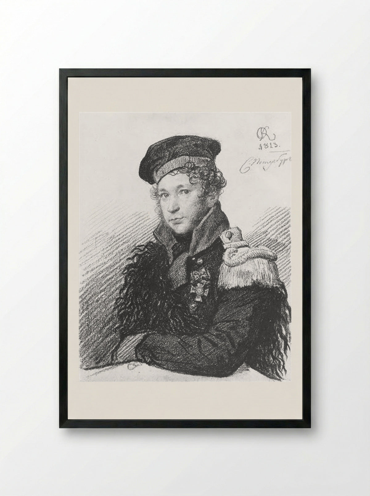 Portrait of A. Tamilov - Orest Kiprensky - Framed Print Black