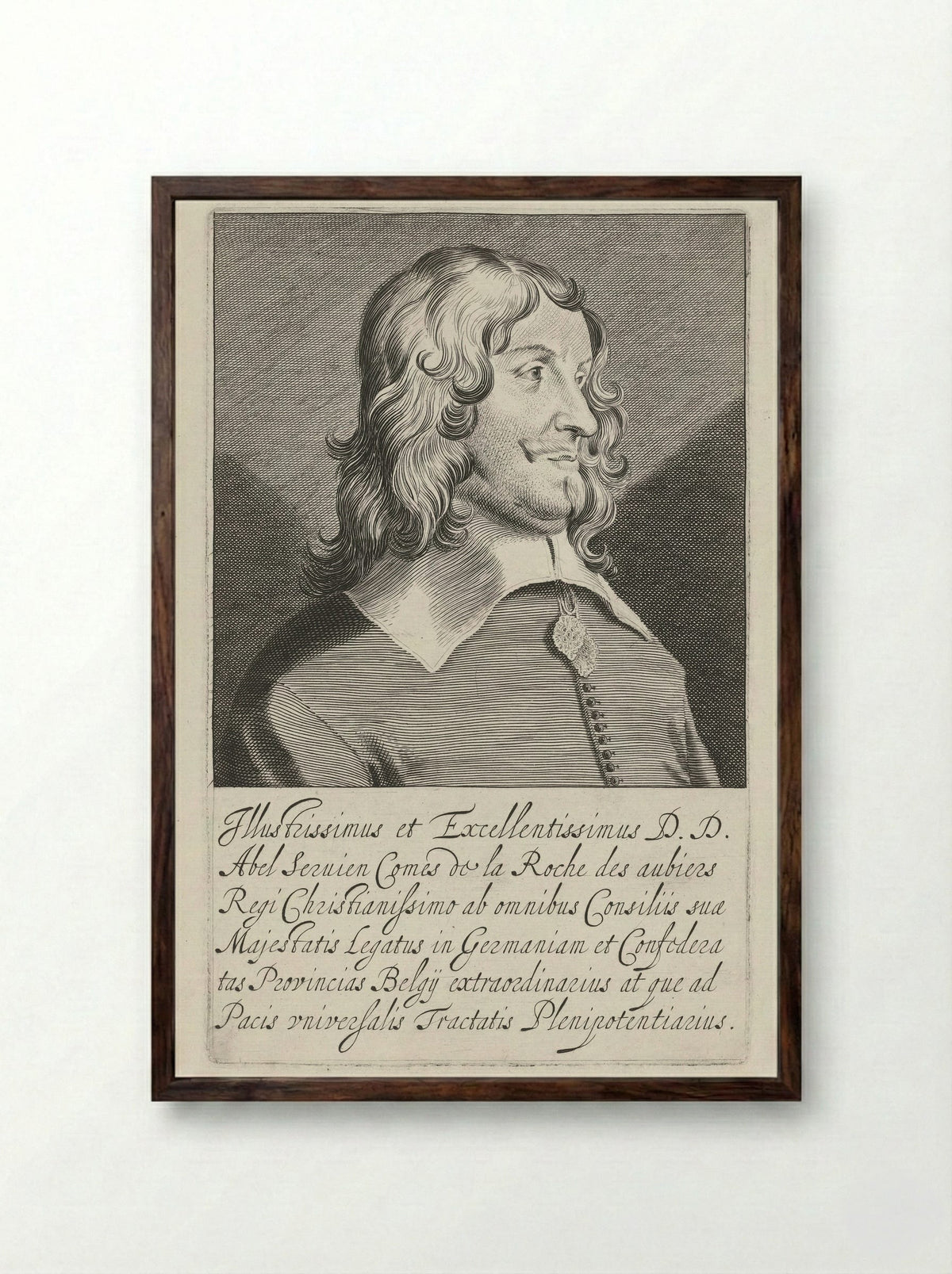 Portrait of Abel de Servien - Pieter Nolpe - Framed Print Dark Wood