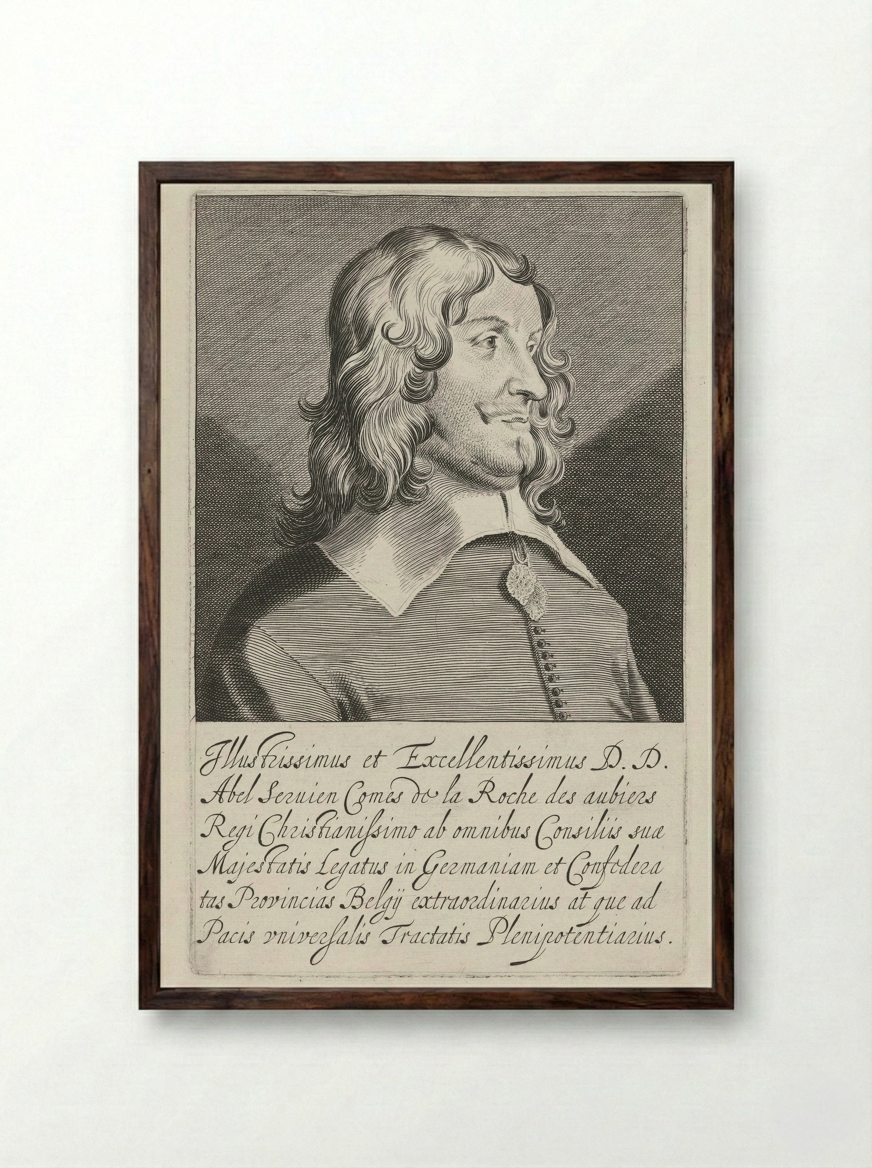 Portrait of Abel de Servien - Pieter Nolpe - Framed Print Dark Wood