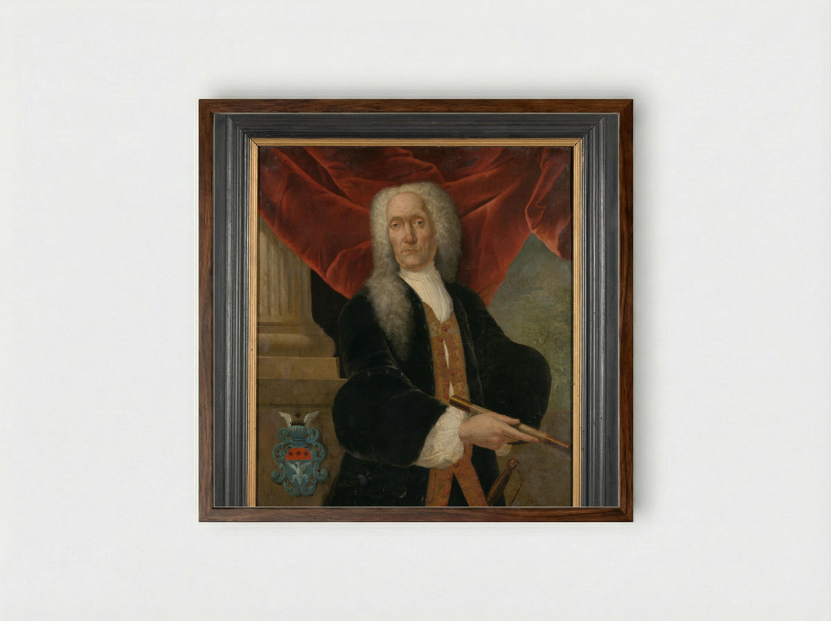 Portrait of Abraham Patras - Theodorus Justinus Rheen - Framed Print Dark Wood