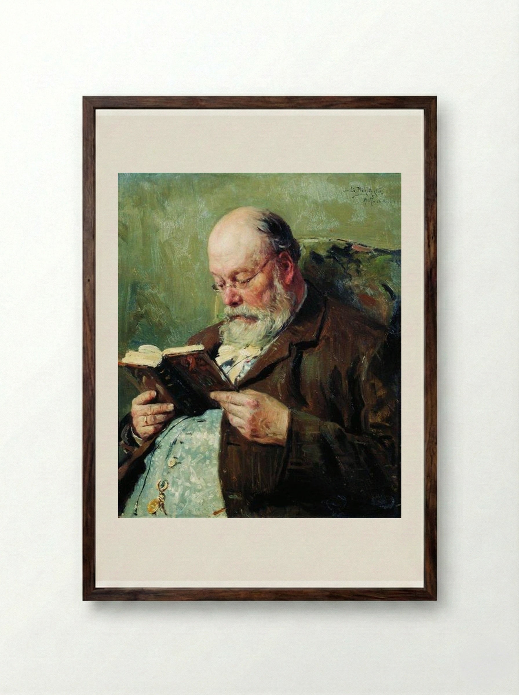 Portrait of Academician Ivan Yanzhul - Vladimir Makovsky - Framed Print Dark Wood