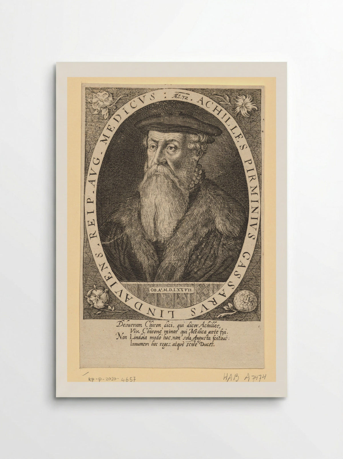 Portrait of Achilles Pirminius Gasser at Age 72 - Dominicus Custos - Poster