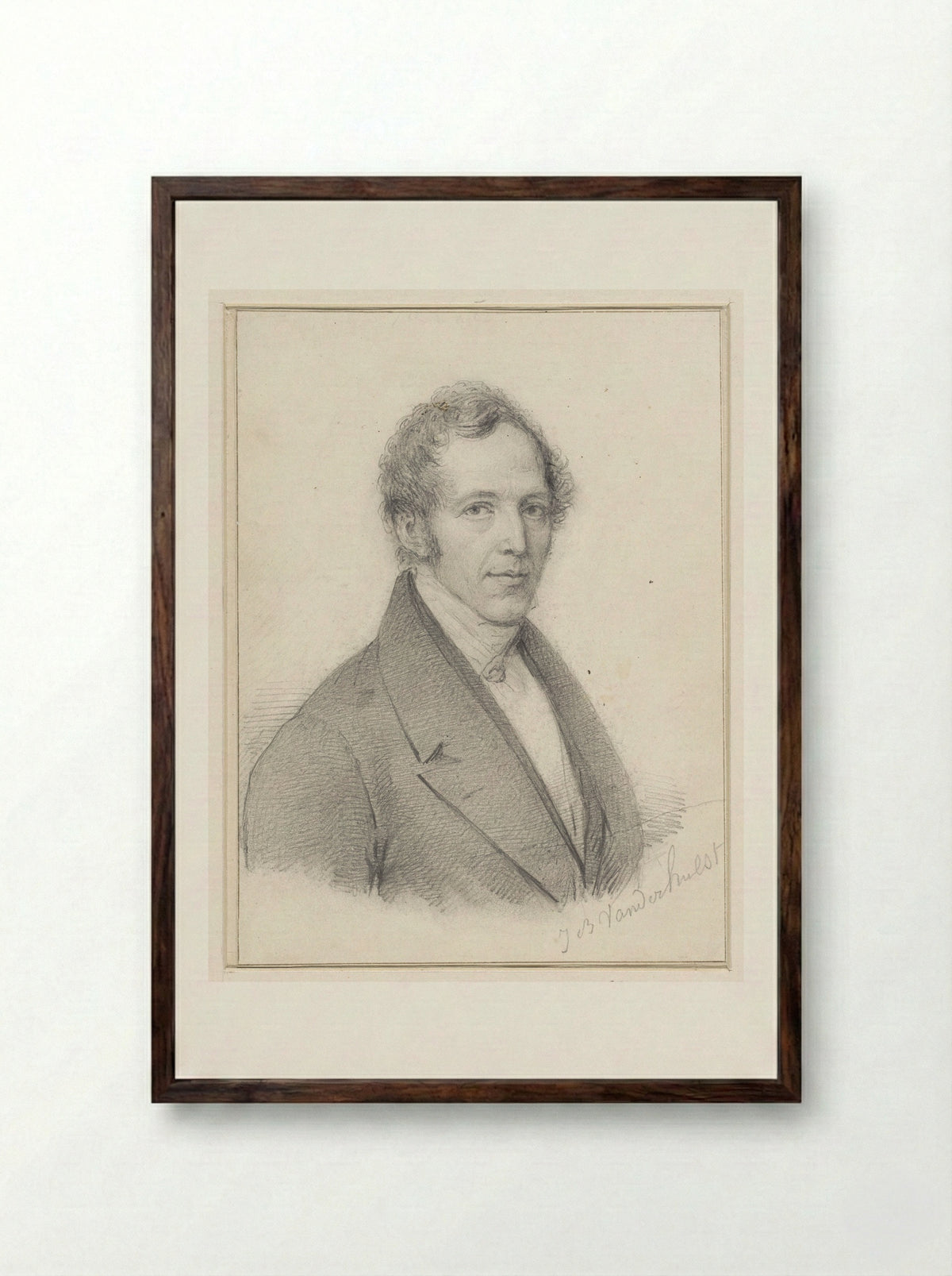 Portrait of Adam François Jules Armand, Count of Duyn van Maasdam - Jean-Baptiste Van der Hulst - Framed Print Dark Wood