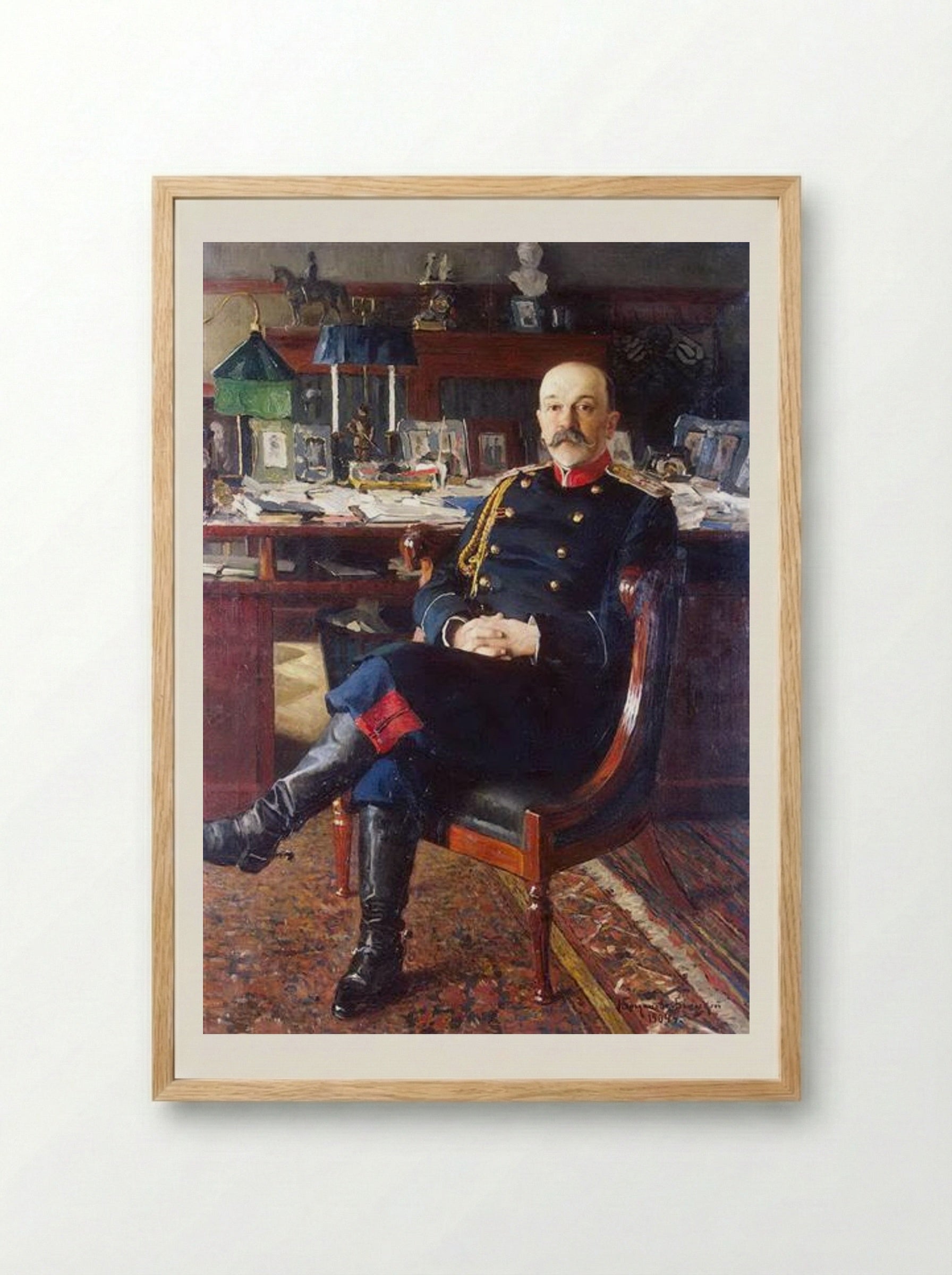 Portrait of Adjutant General P.P. Gesse - Nikolay Bogdanov-Belsky - Framed Print Wood