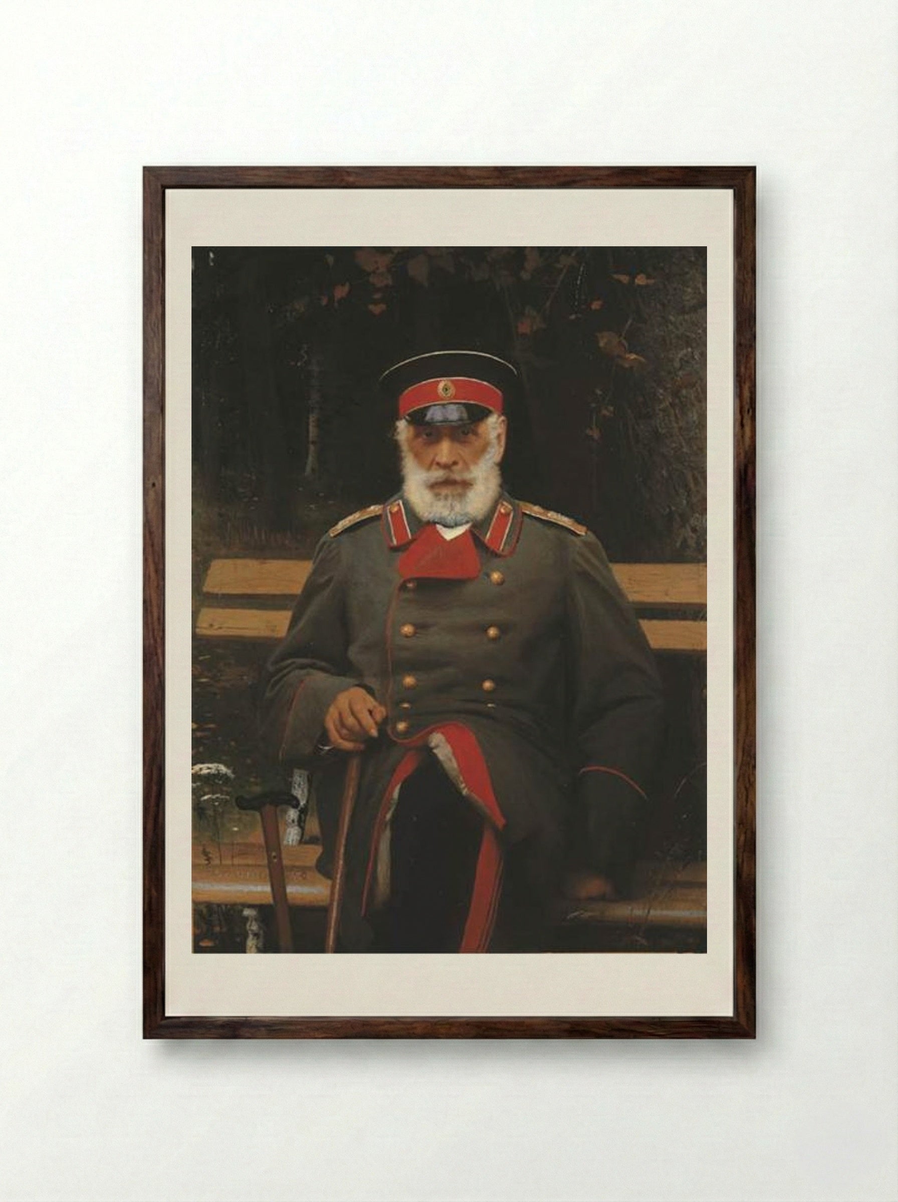 Portrait of Admiral Login Loginovich Heyden - Ivan Kramskoy - Framed Print Dark Wood