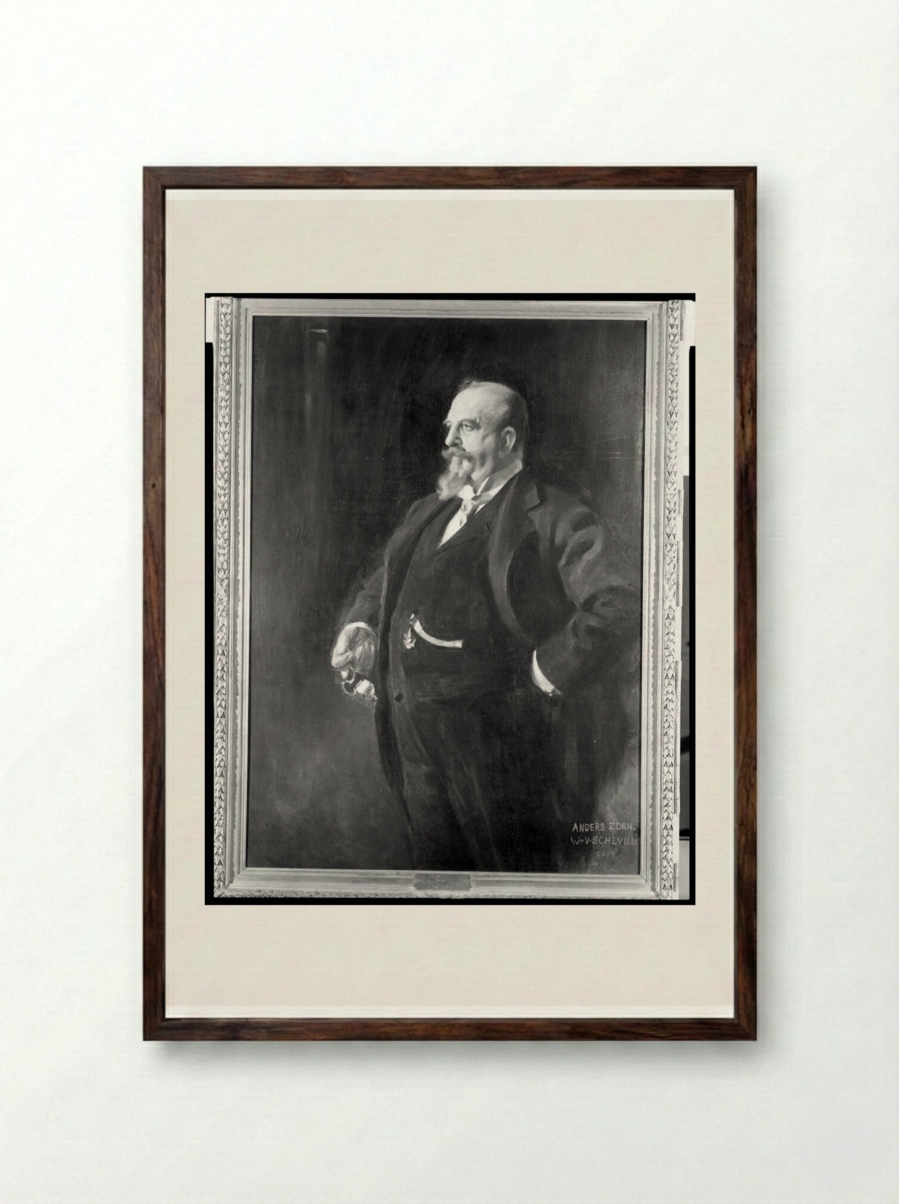 Portrait of Adolphus Busch - William Valentine Schevill - Framed Print Dark Wood