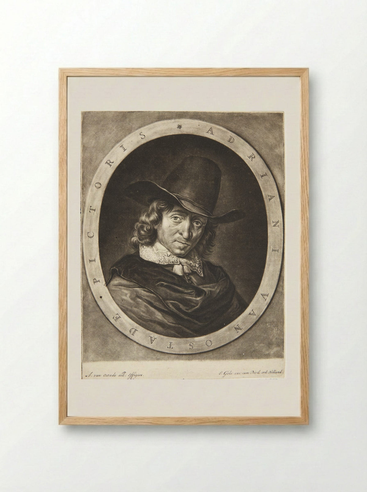 Portrait of Adriaen van Ostade - Jacobus Gole - Framed Print Wood