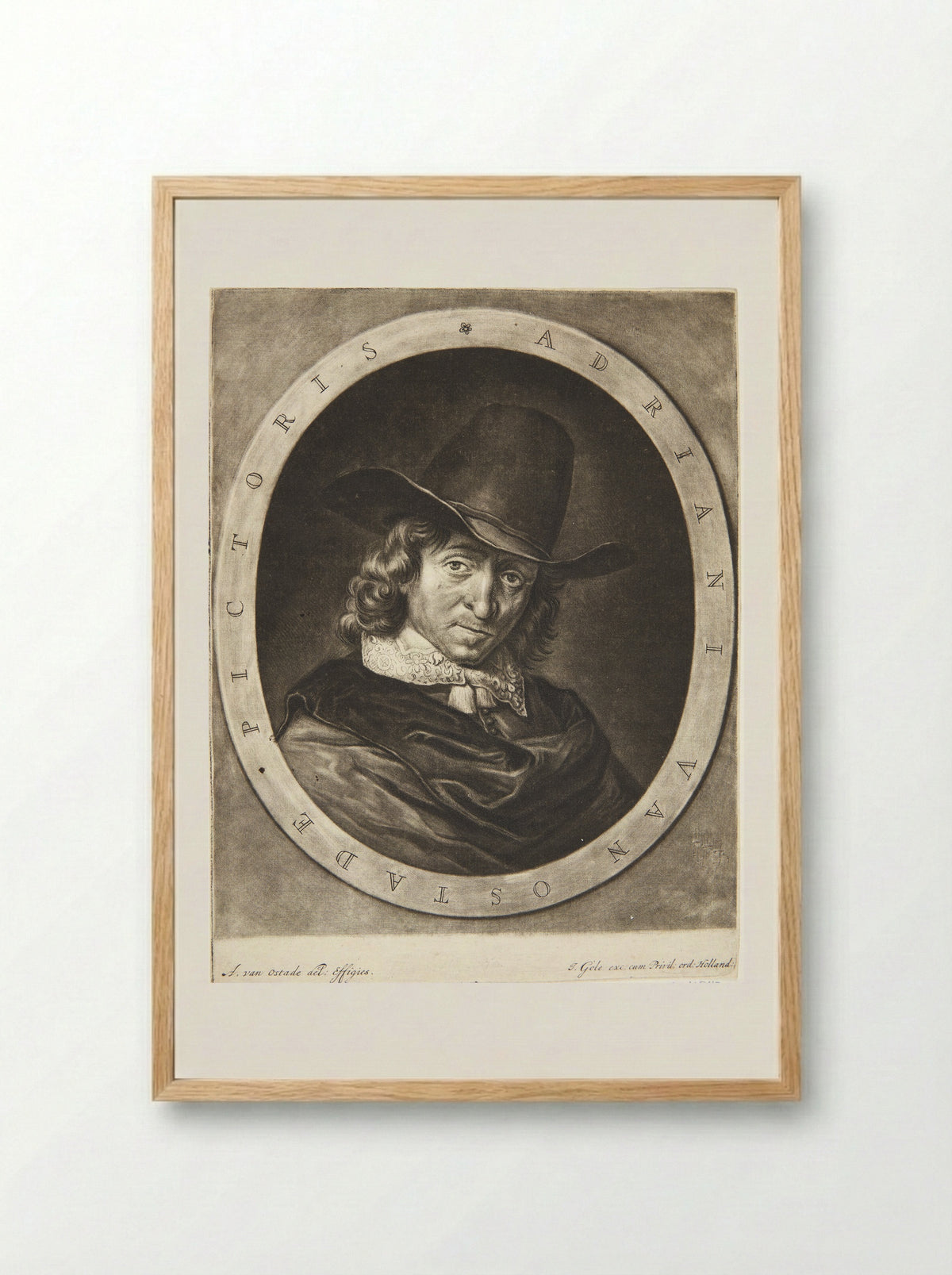 Portrait of Adriaen van Ostade - Jacobus Gole - Framed Print Wood